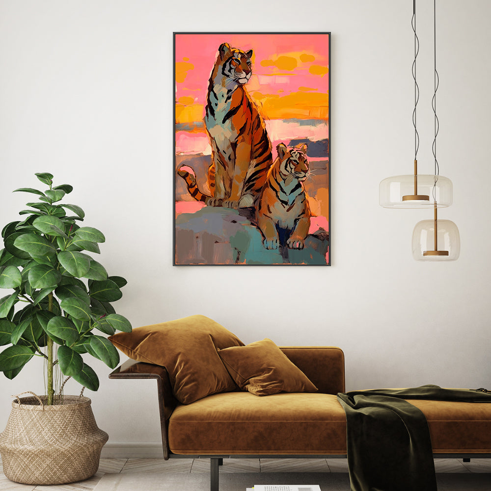wall-art-print-canvas-poster-framed-Tigers At Sunset , By Treechild-GIOIA-WALL-ART