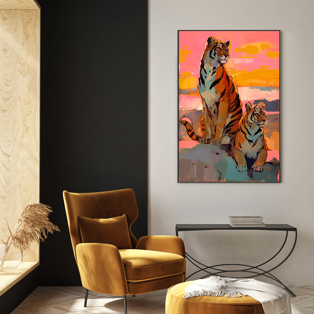 wall-art-print-canvas-poster-framed-Tigers At Sunset , By Treechild-GIOIA-WALL-ART