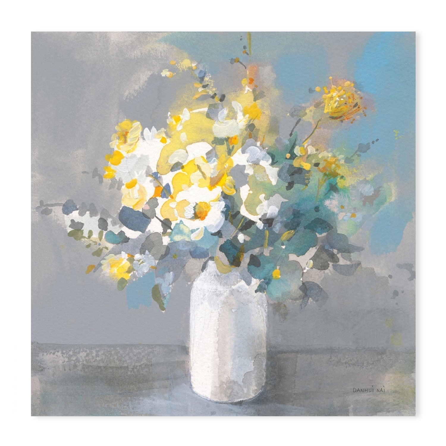 wall-art-print-canvas-poster-framed-Touch of Spring, White Vase-by-Danhui Nai-Gioia Wall Art