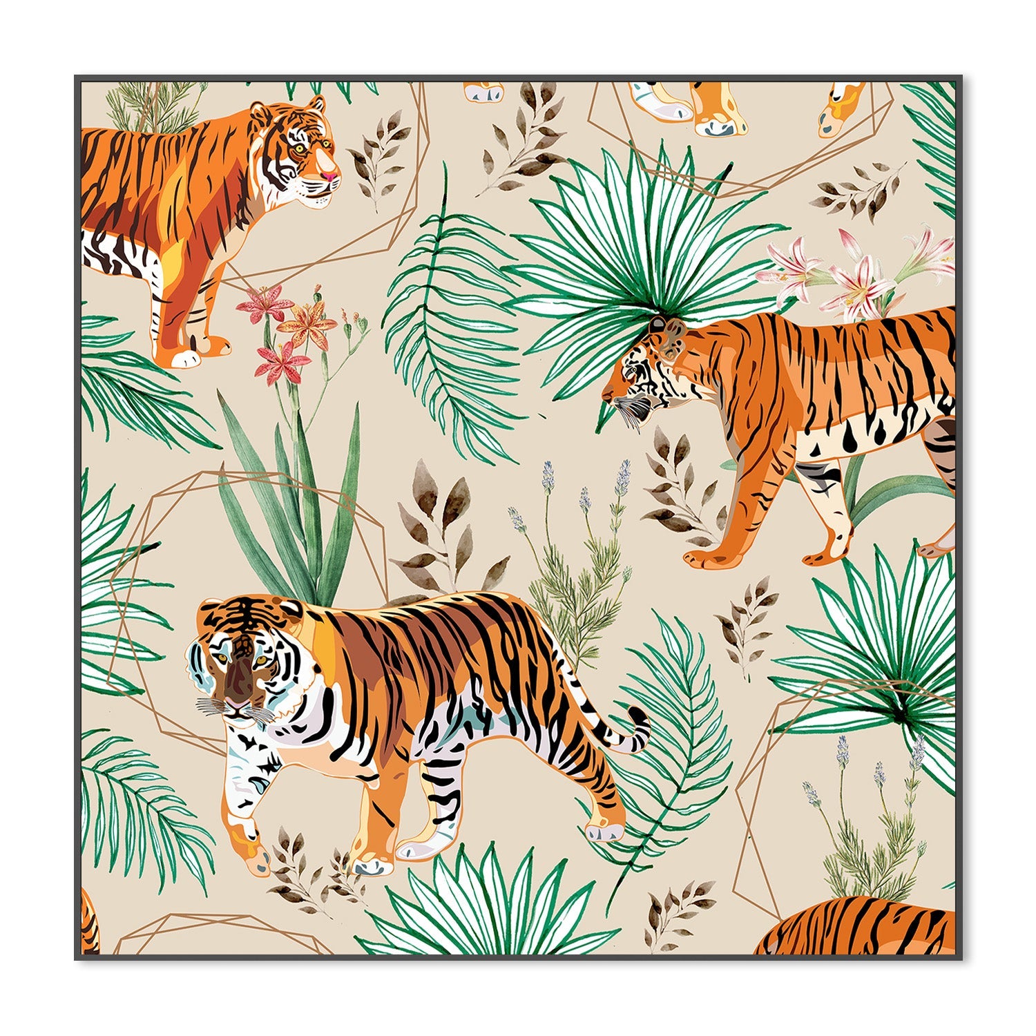 wall-art-print-canvas-poster-framed-Tropical and Tigers-3