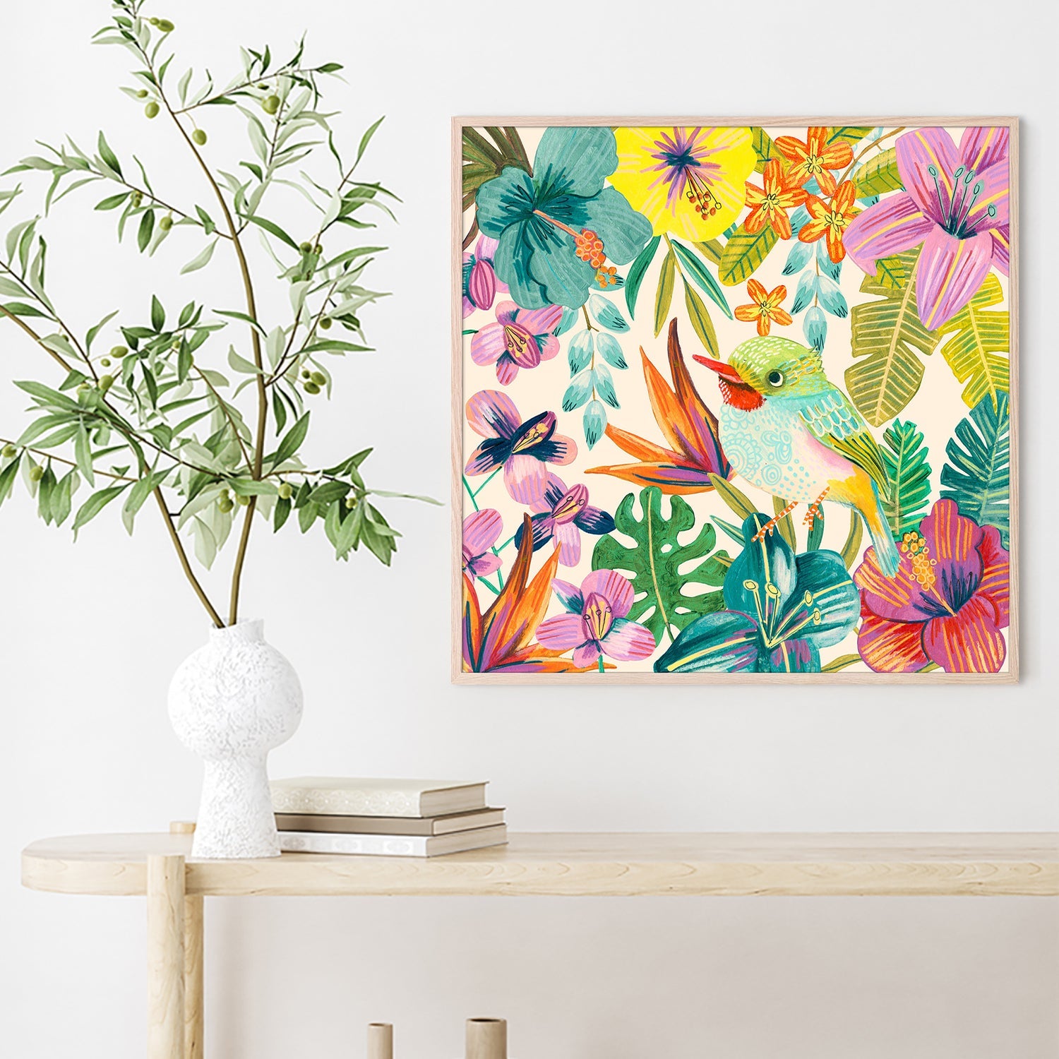 wall-art-print-canvas-poster-framed-Tropical Bird, Style B-2