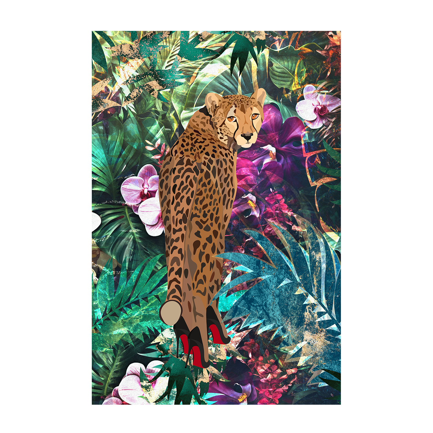 wall-art-print-canvas-poster-framed-Tropical Jungle Cheetah , By Sarah Manovski-1