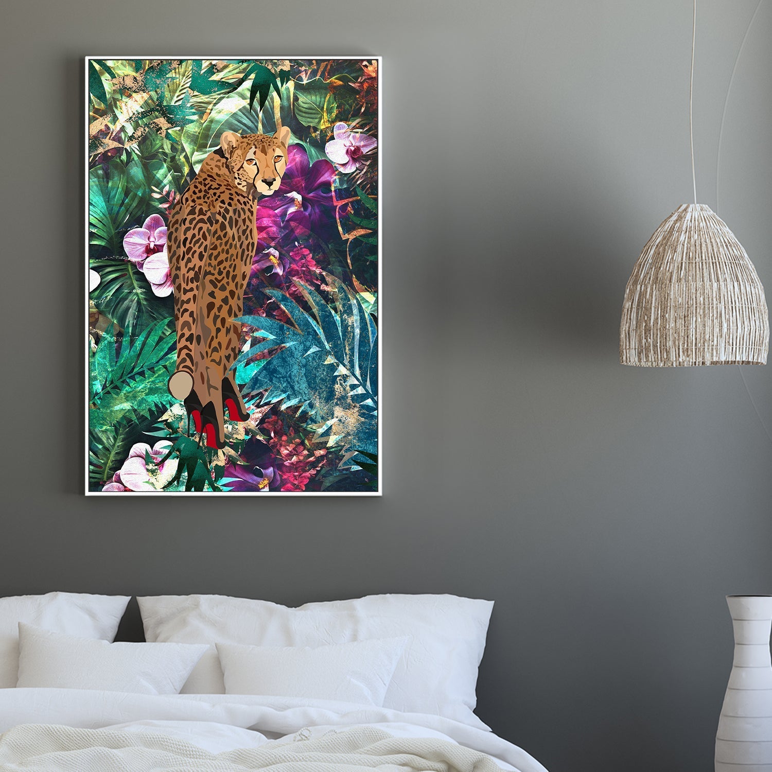 wall-art-print-canvas-poster-framed-Tropical Jungle Cheetah , By Sarah Manovski-2