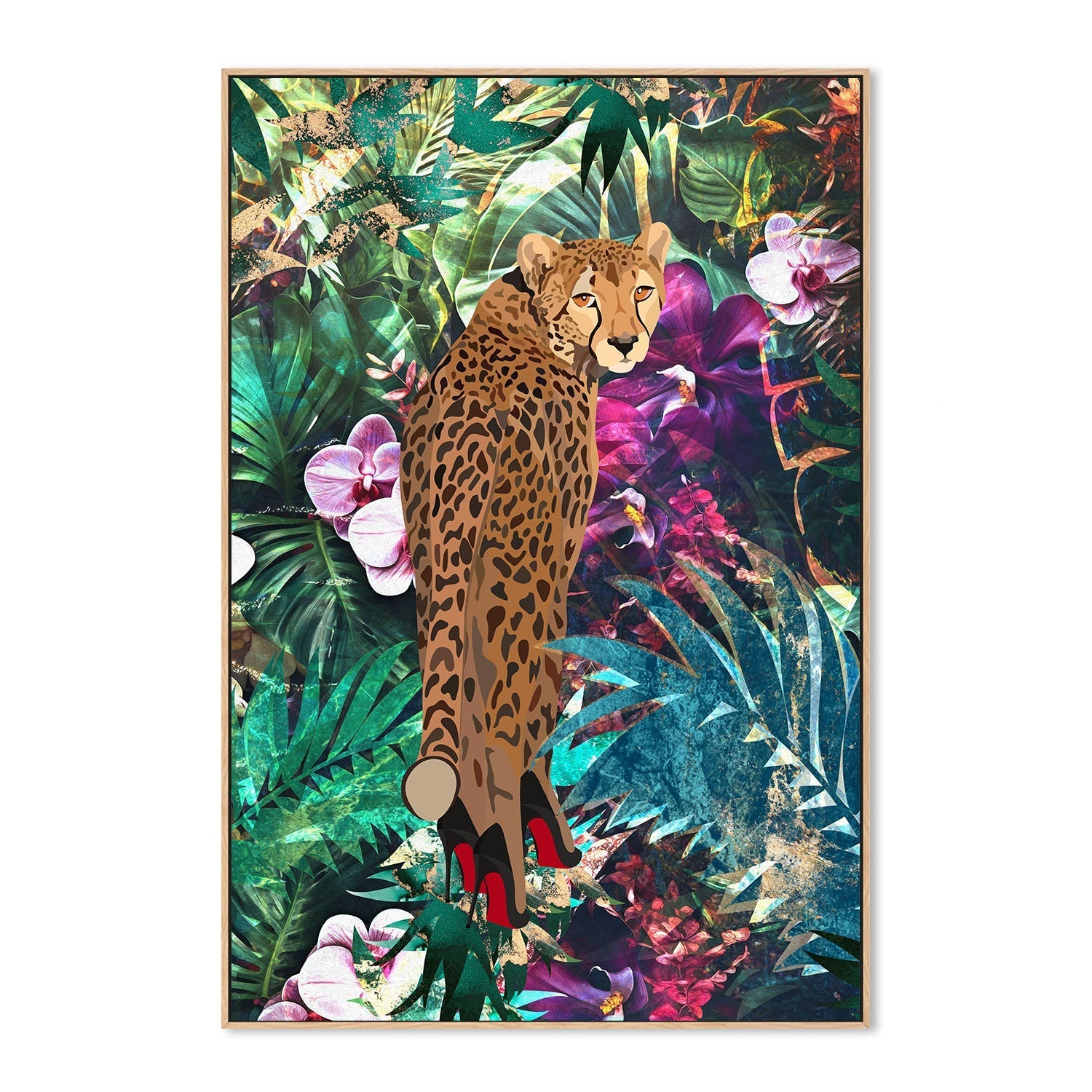 wall-art-print-canvas-poster-framed-Tropical Jungle Cheetah , By Sarah Manovski-4