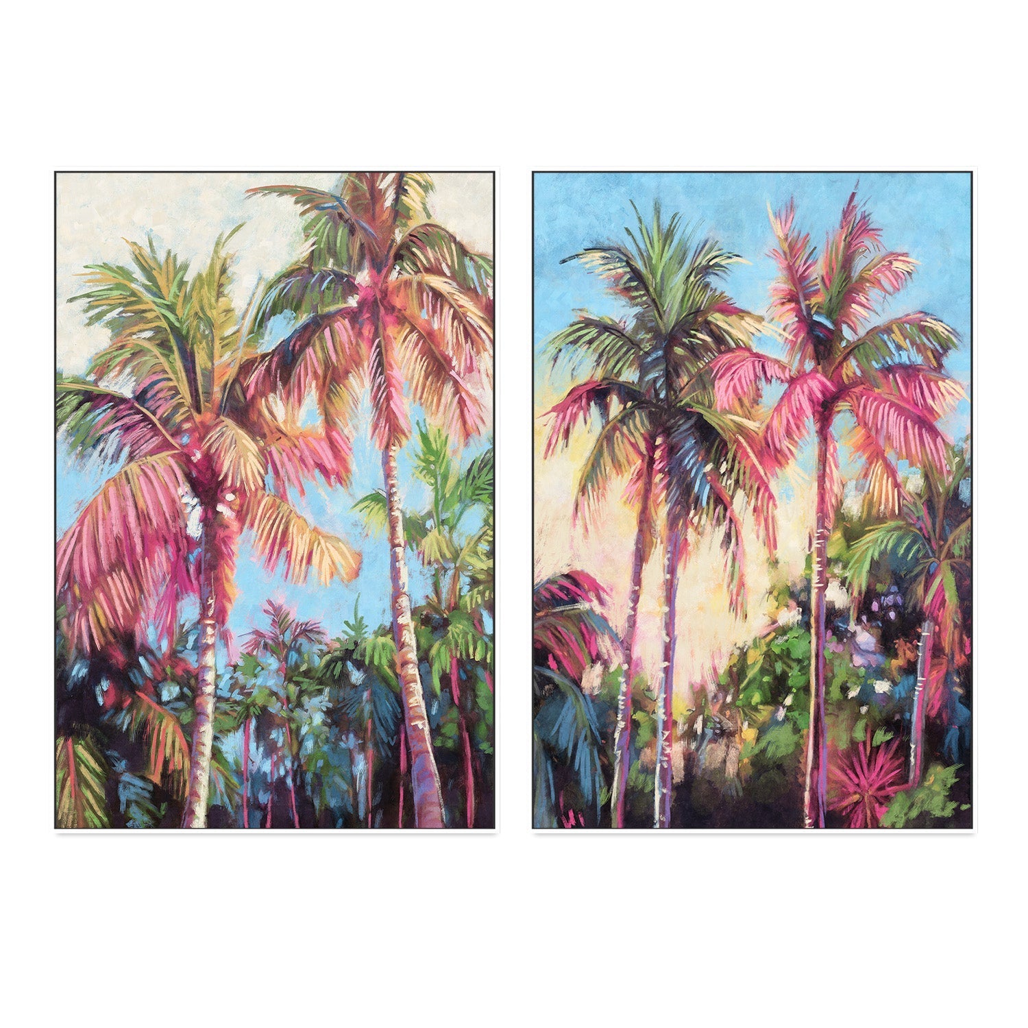 wall-art-print-canvas-poster-framed-Tropical Palm Trees, Style A & B, Set Of 2 , By Nina Blue-5