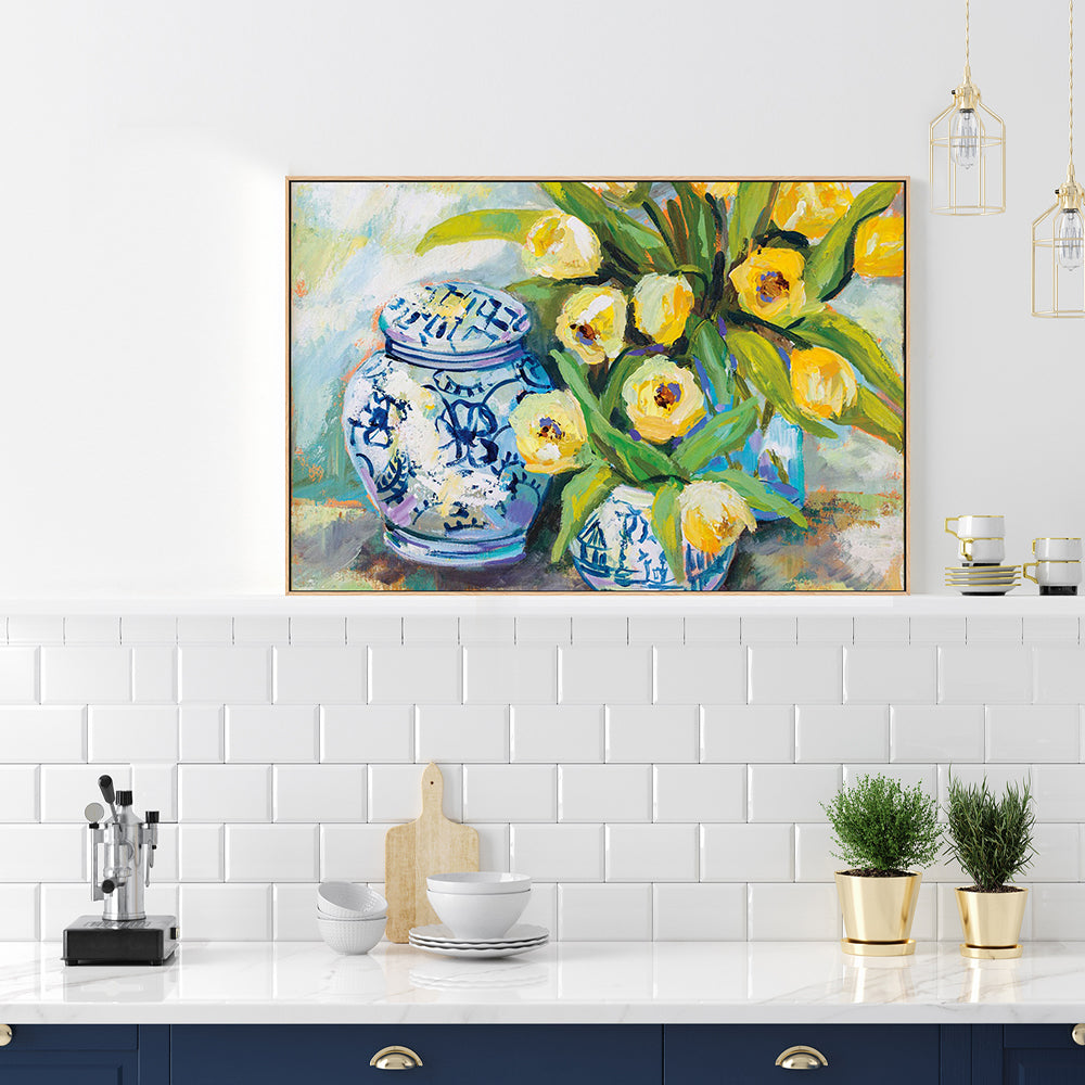 wall-art-print-canvas-poster-framed-Tulips Chinoiserie-by-Jeanette Vertentes-Gioia Wall Art