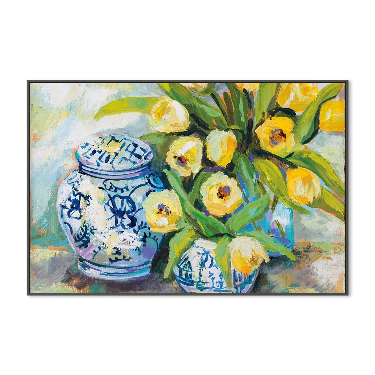 wall-art-print-canvas-poster-framed-Tulips Chinoiserie-by-Jeanette Vertentes-Gioia Wall Art