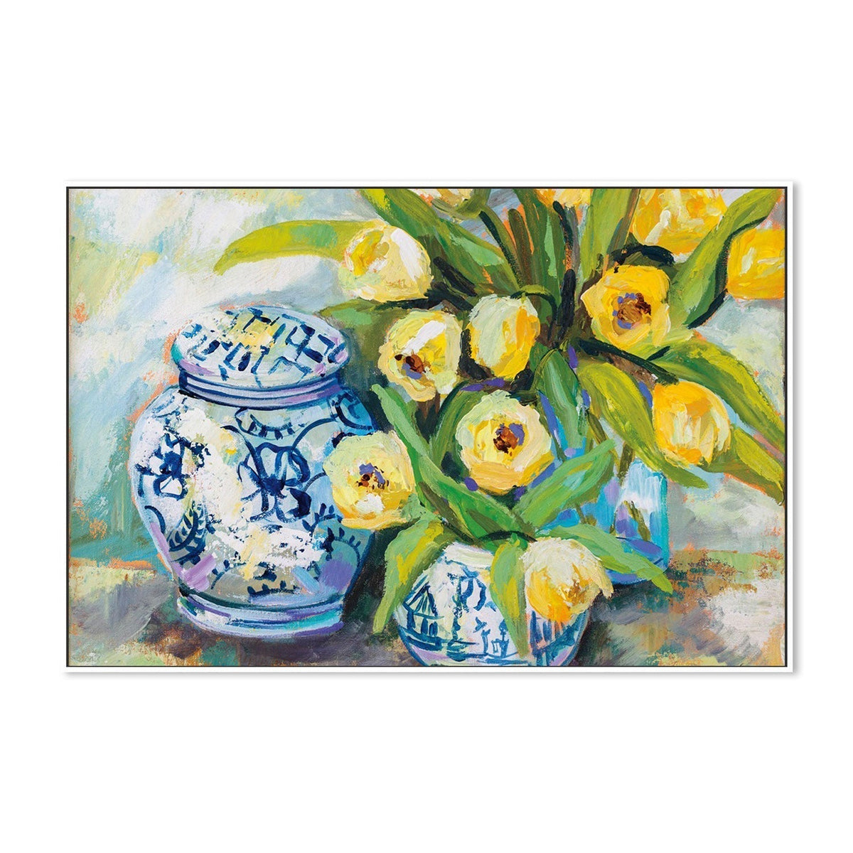 wall-art-print-canvas-poster-framed-Tulips Chinoiserie-by-Jeanette Vertentes-Gioia Wall Art