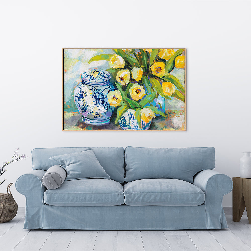 wall-art-print-canvas-poster-framed-Tulips Chinoiserie-by-Jeanette Vertentes-Gioia Wall Art