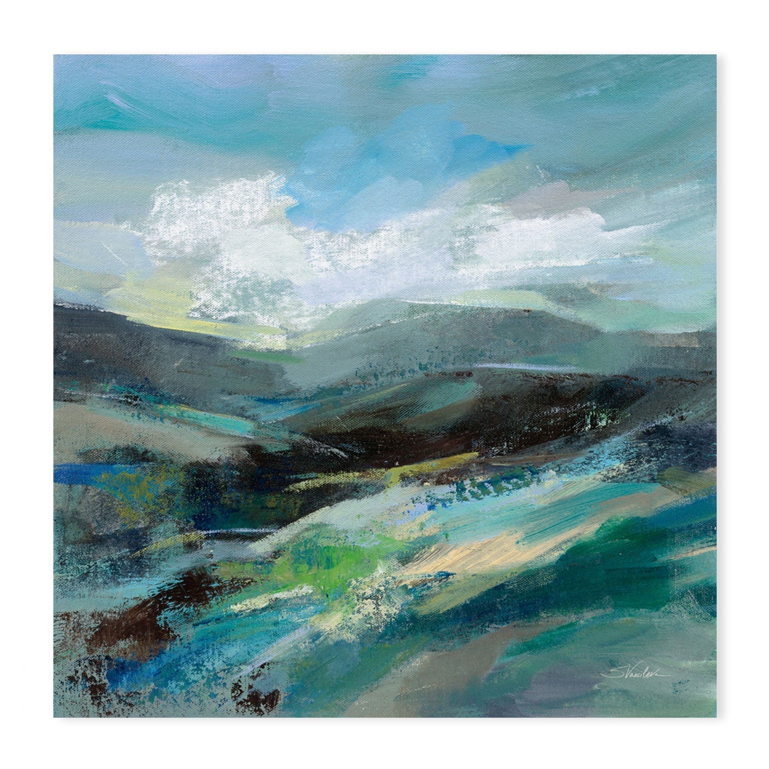 wall-art-print-canvas-poster-framed-Turquoise Slopes, Style B-by-Silvia Vassileva-Gioia Wall Art