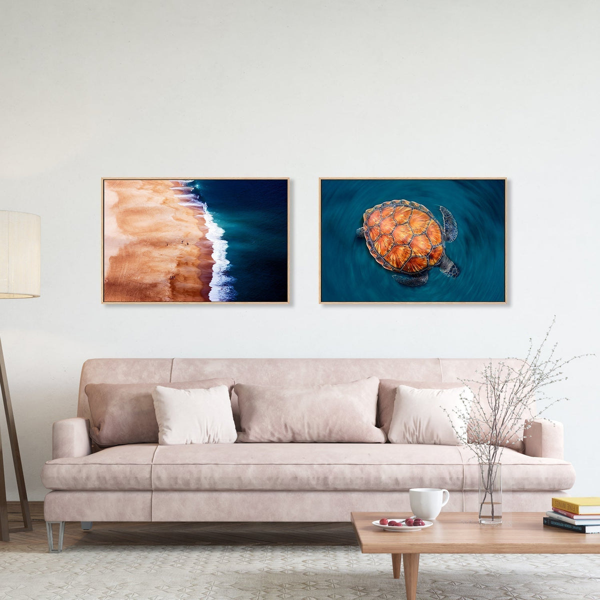 wall-art-print-canvas-poster-framed-Turtle in the silver coast, Set of 2-by-Plus X Studio-Gioia Wall Art