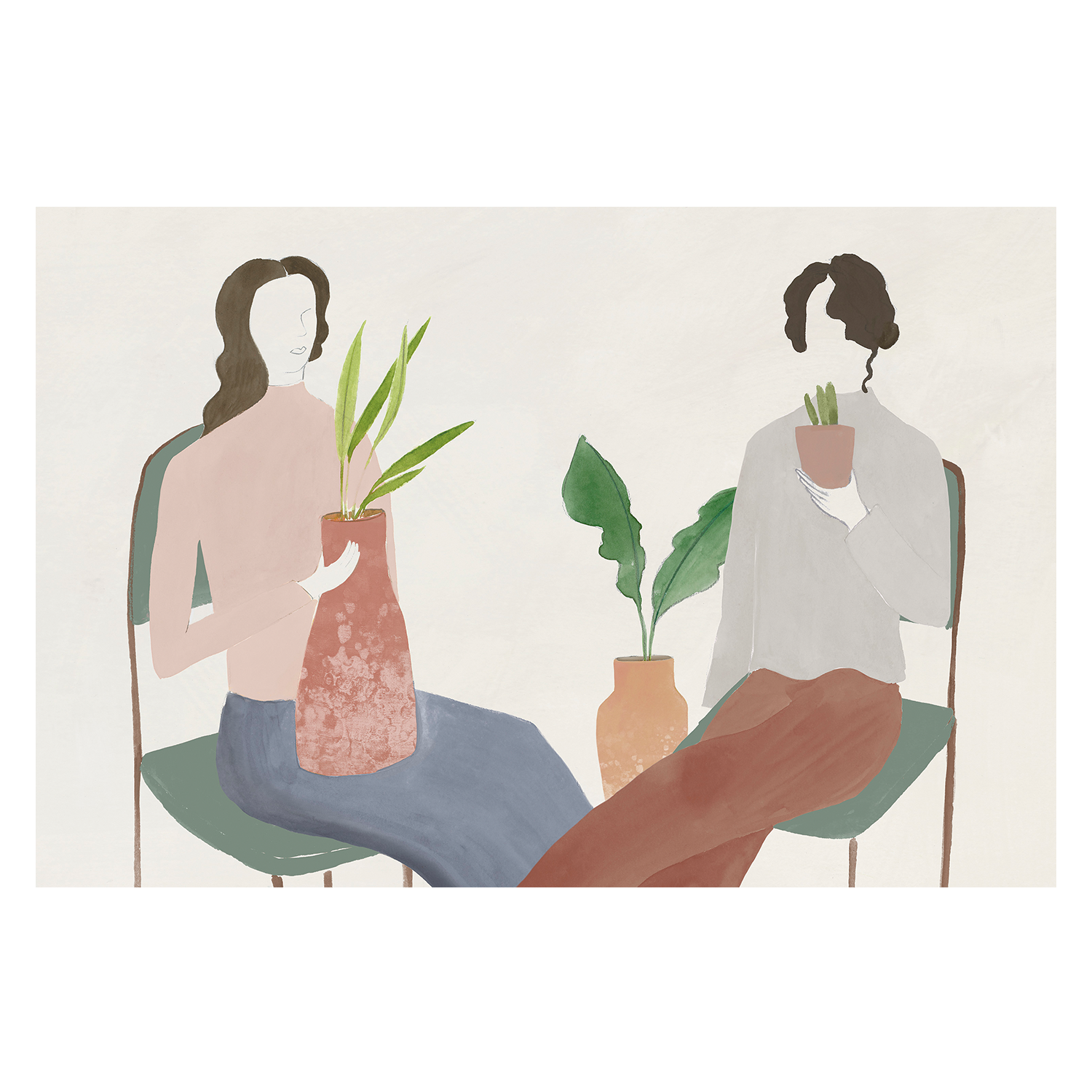 wall-art-print-canvas-poster-framed-Two Girls, Style A , By Lily K-1