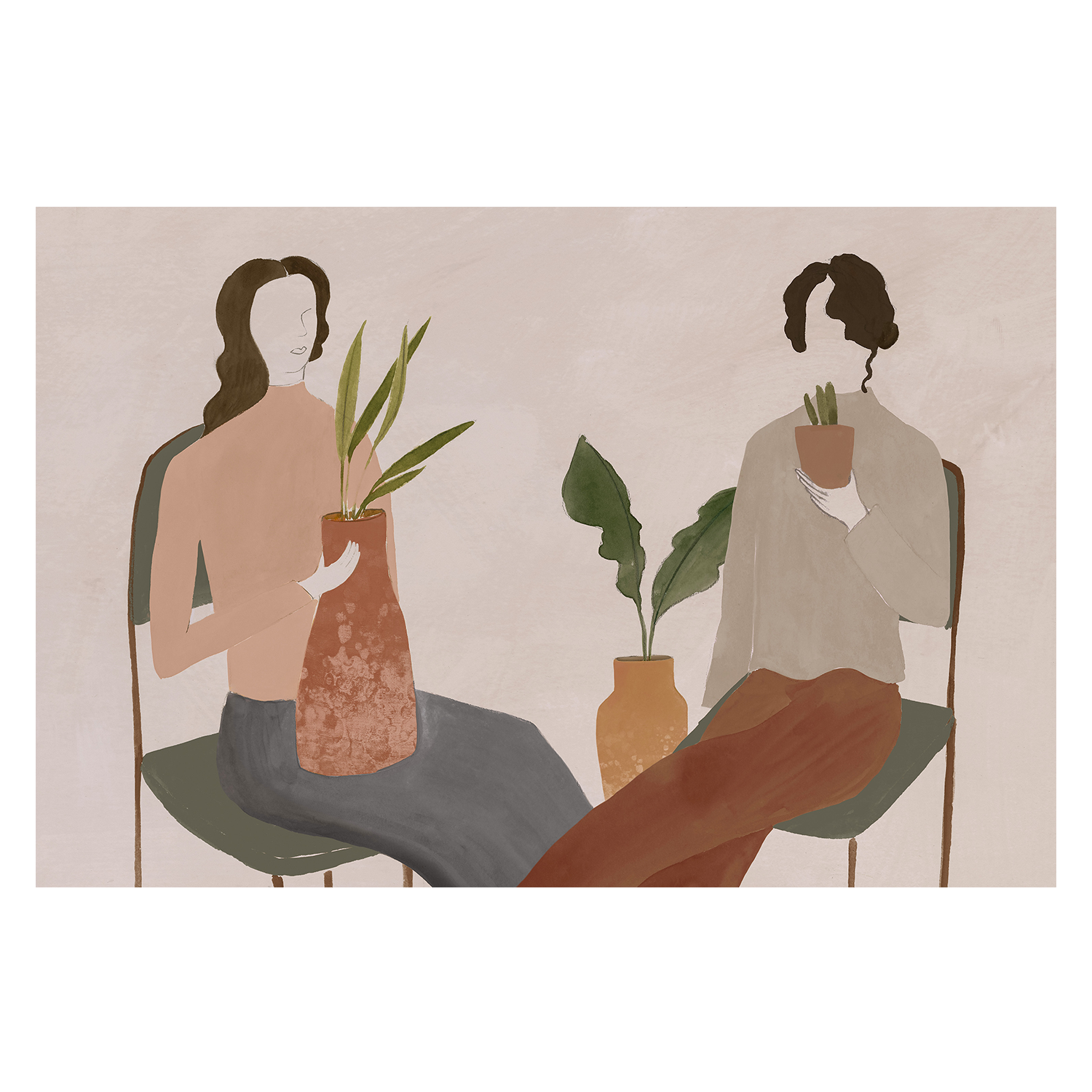 wall-art-print-canvas-poster-framed-Two Girls, Style B , By Lily K-1