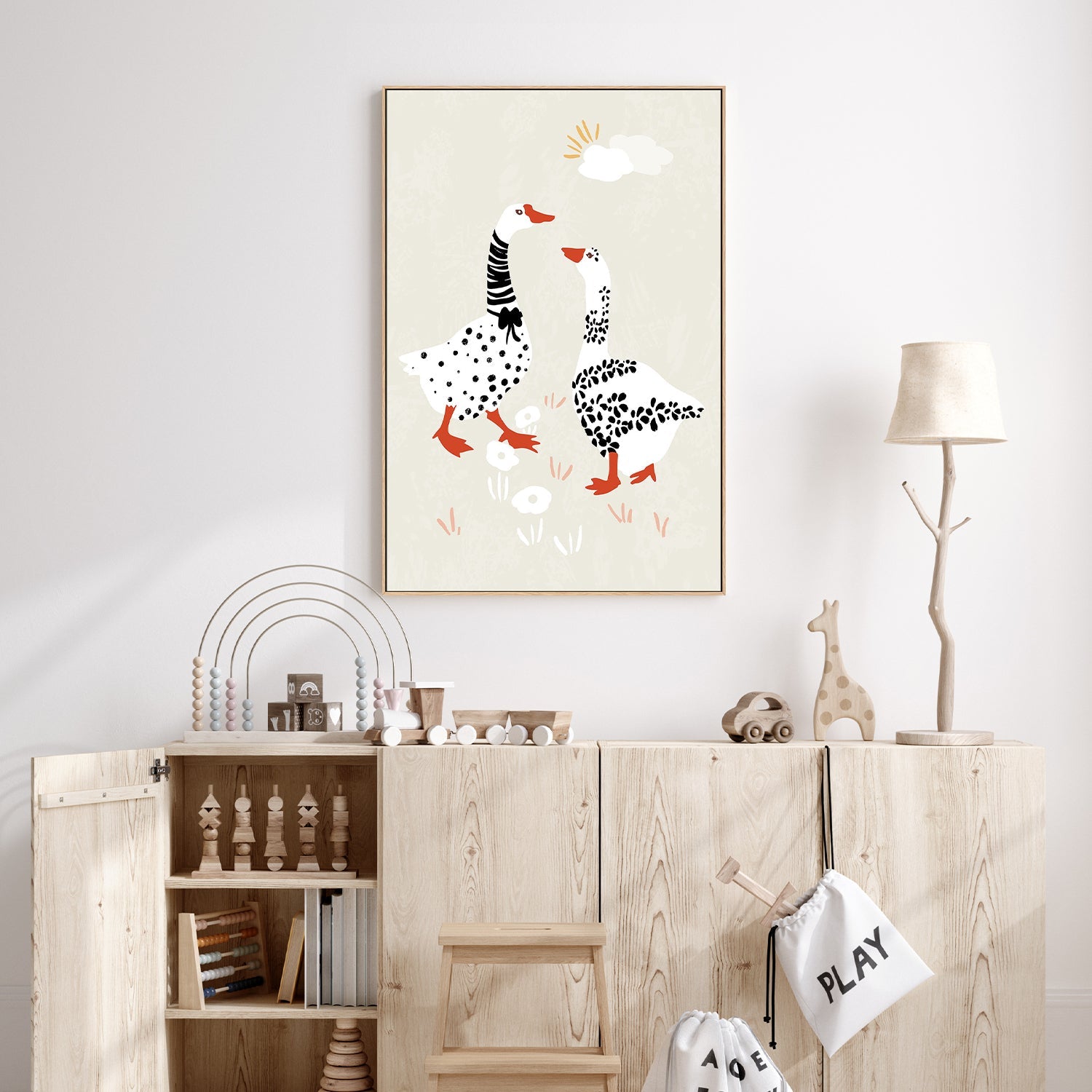 wall-art-print-canvas-poster-framed-Two Goose Friends In The Meadow-7