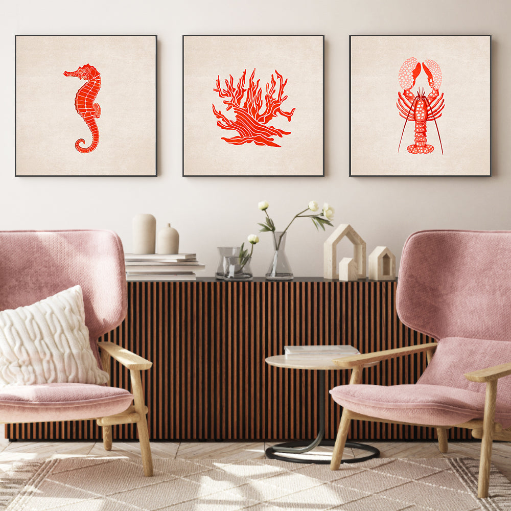 wall-art-print-canvas-poster-framed-Under The Sea, Set Of 3 , By Emel Tunaboylu-GIOIA-WALL-ART