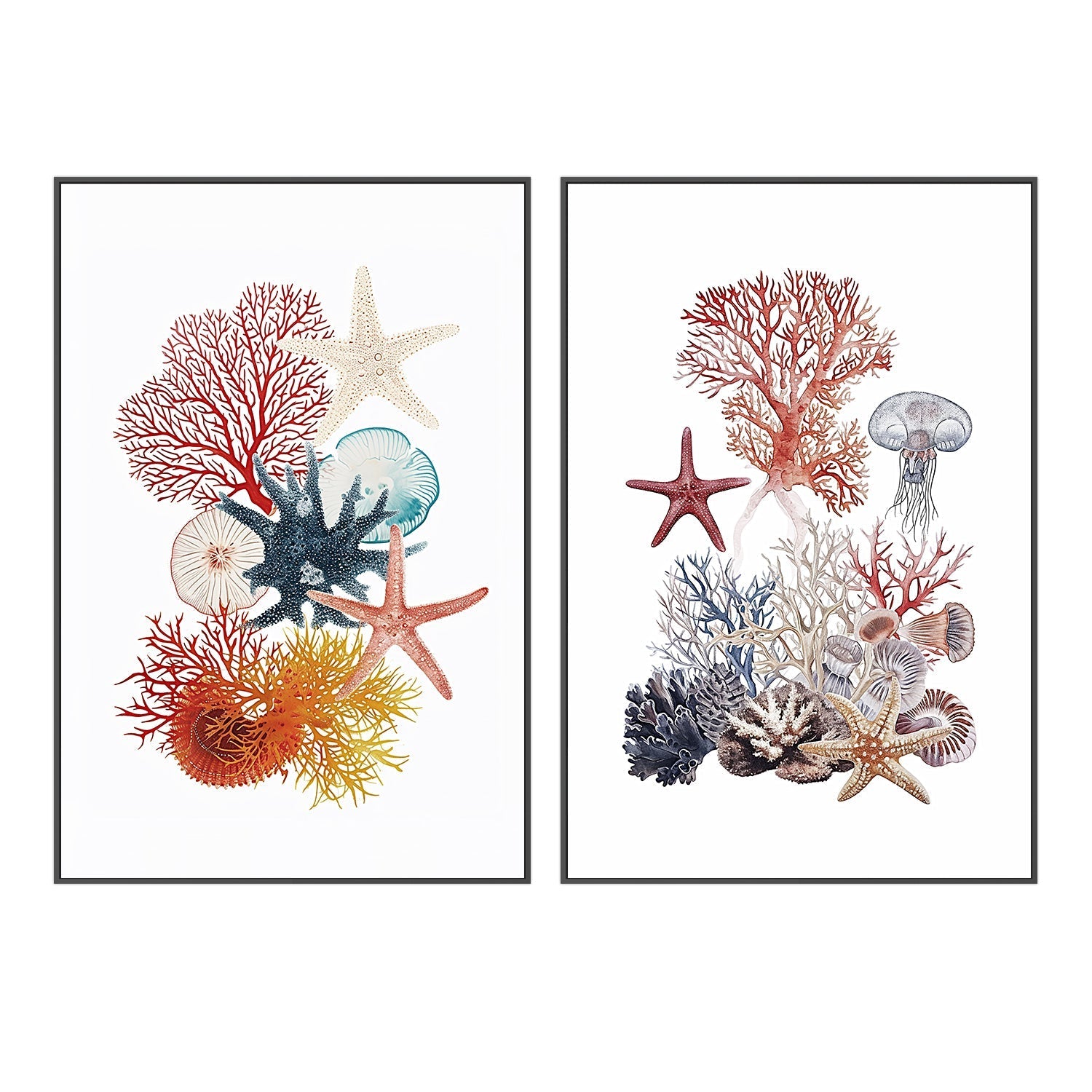 wall-art-print-canvas-poster-framed-Undersea Creatures , Style A & B , Set Of 2 , By Accent Art Studio-3