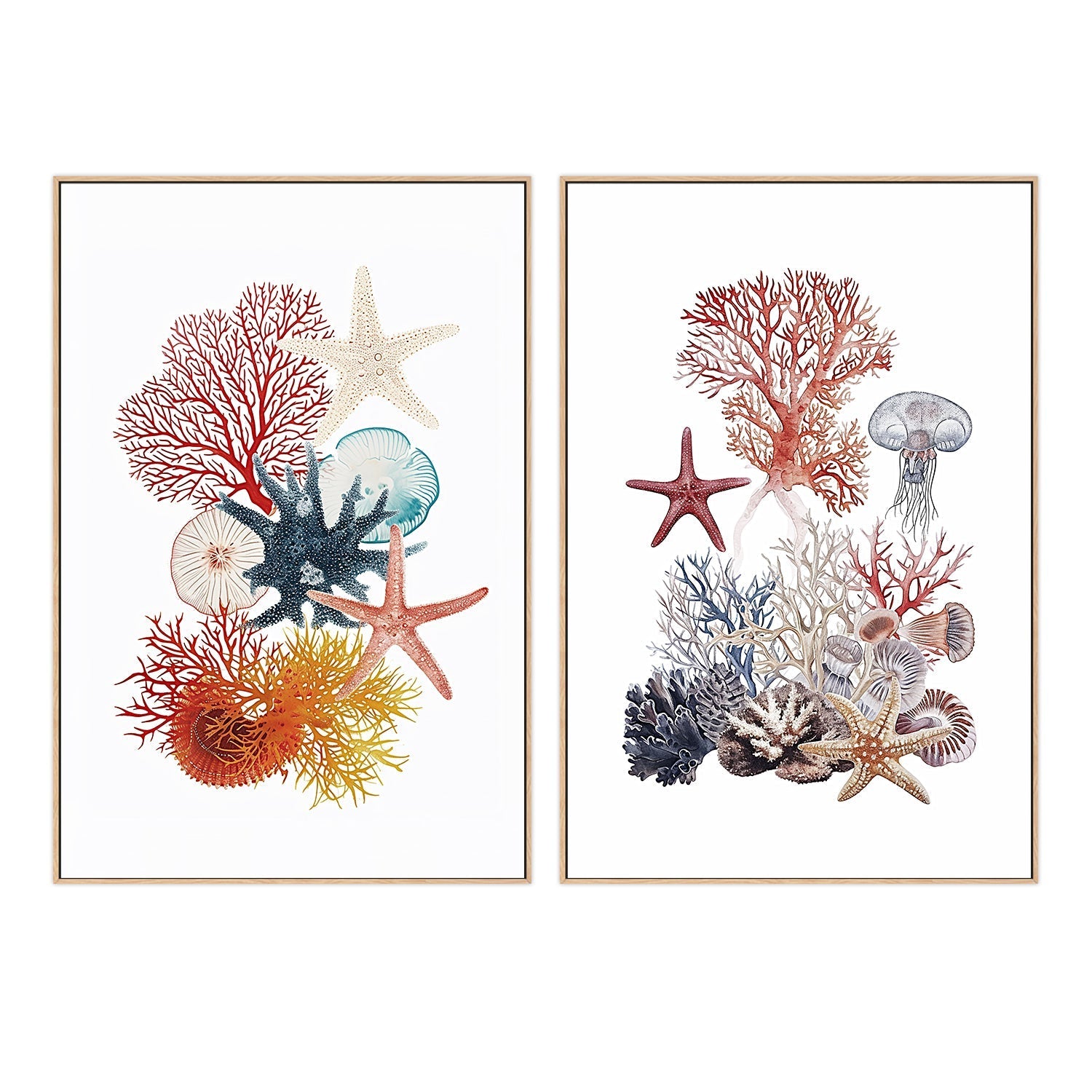 wall-art-print-canvas-poster-framed-Undersea Creatures , Style A & B , Set Of 2 , By Accent Art Studio-4
