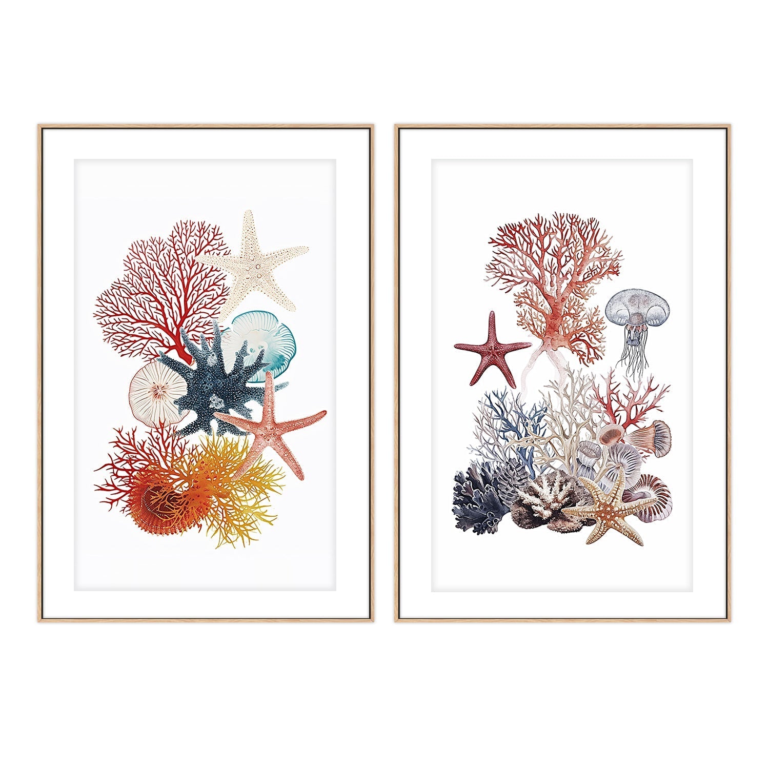 wall-art-print-canvas-poster-framed-Undersea Creatures , Style A & B , Set Of 2 , By Accent Art Studio-6