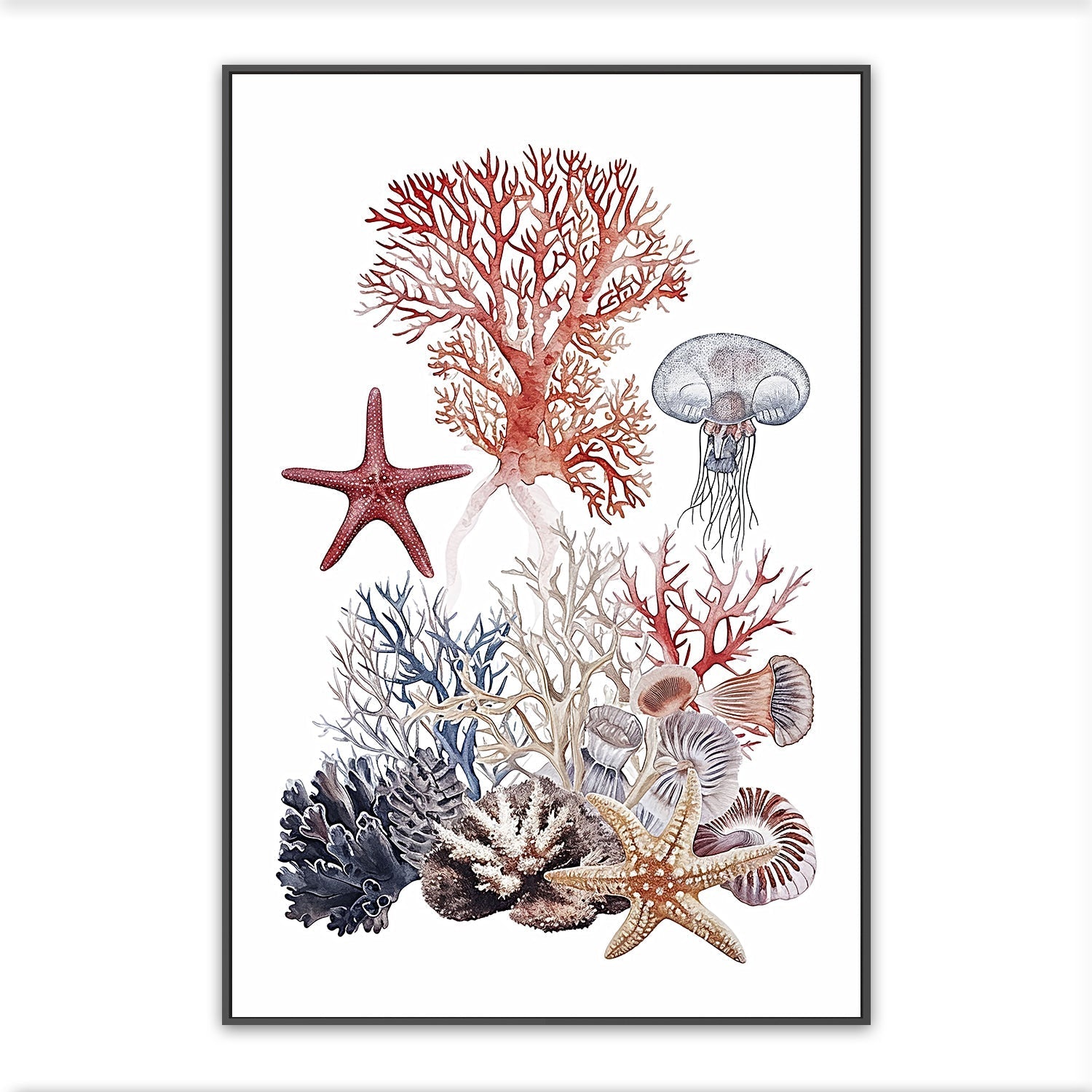 wall-art-print-canvas-poster-framed-Undersea Creatures , Style B , By Accent Art Studio-3