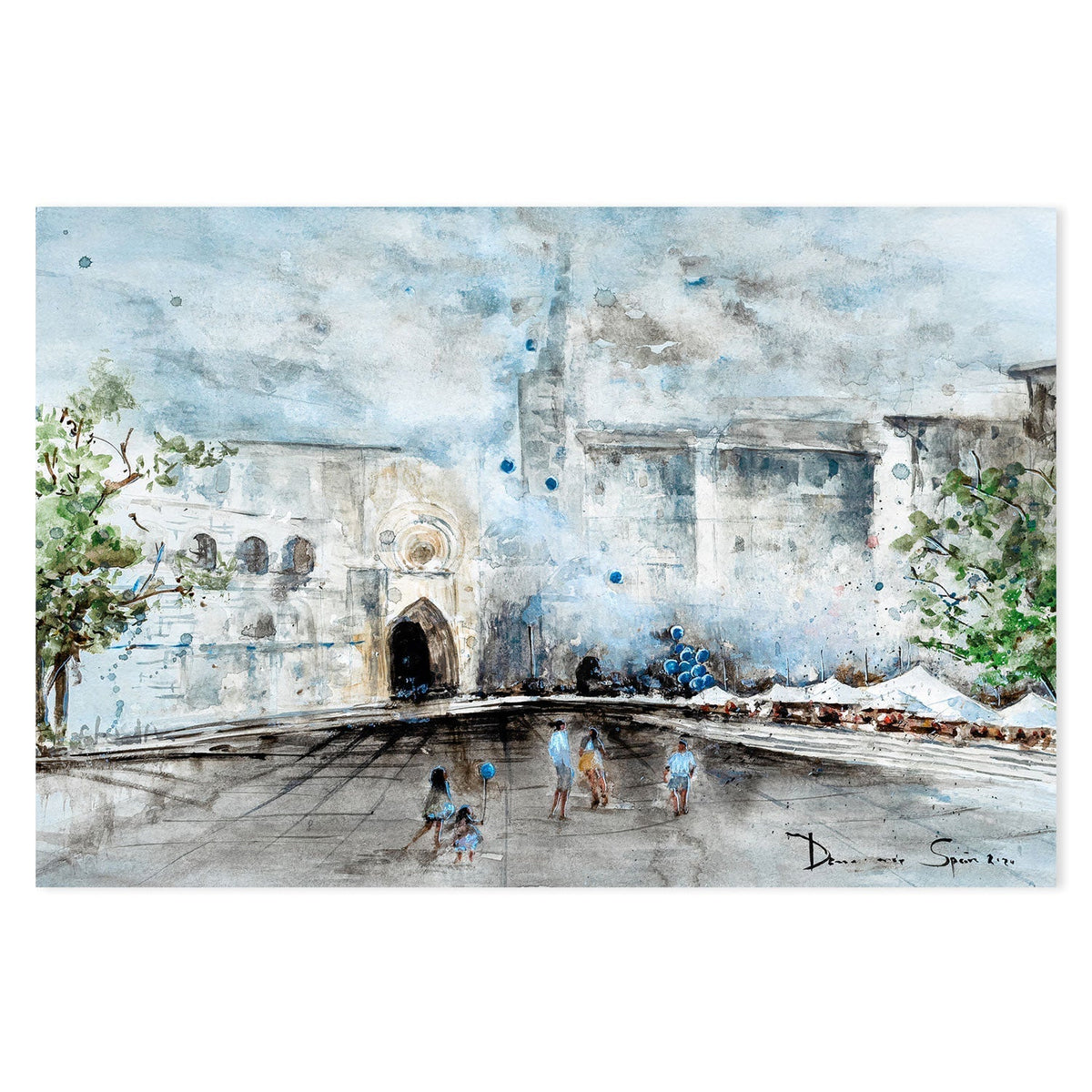 wall-art-print-canvas-poster-framed-Valencia Church , By Lilou Online Fine Arts-GIOIA-WALL-ART