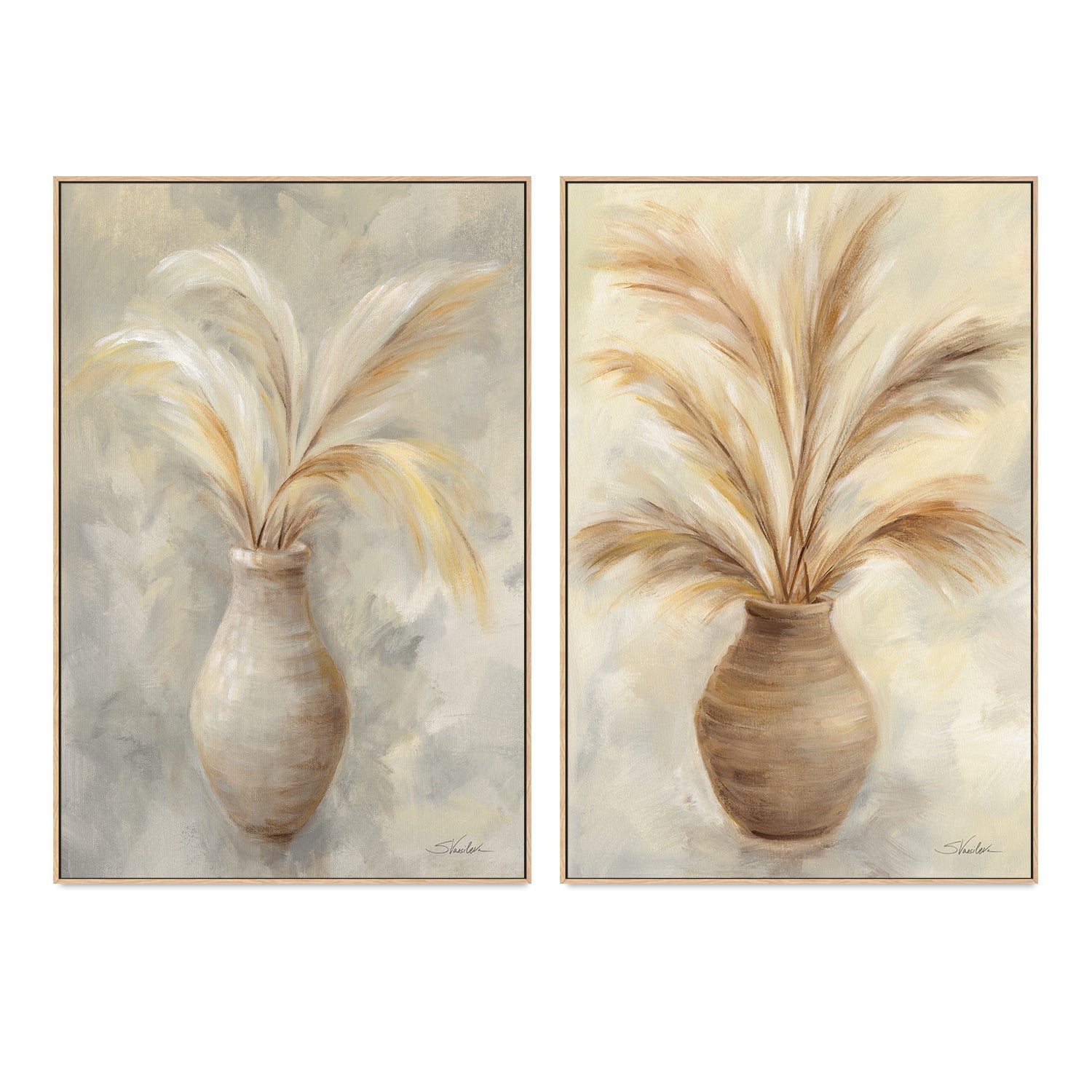 wall-art-print-canvas-poster-framed-Vase Of Grasses, Style A & B, Set of 2 , By Silvia Vassileva-GIOIA-WALL-ART