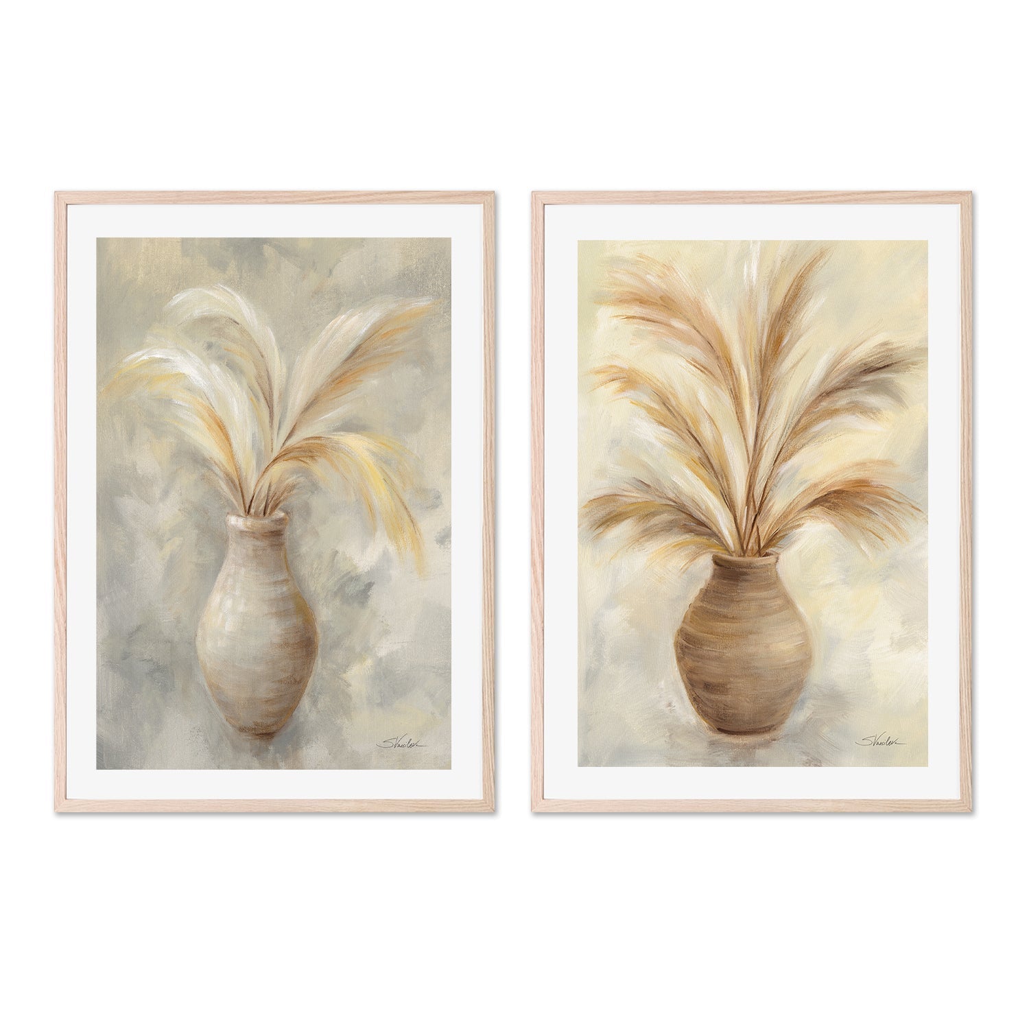 wall-art-print-canvas-poster-framed-Vase Of Grasses, Style A & B, Set of 2 , By Silvia Vassileva-GIOIA-WALL-ART