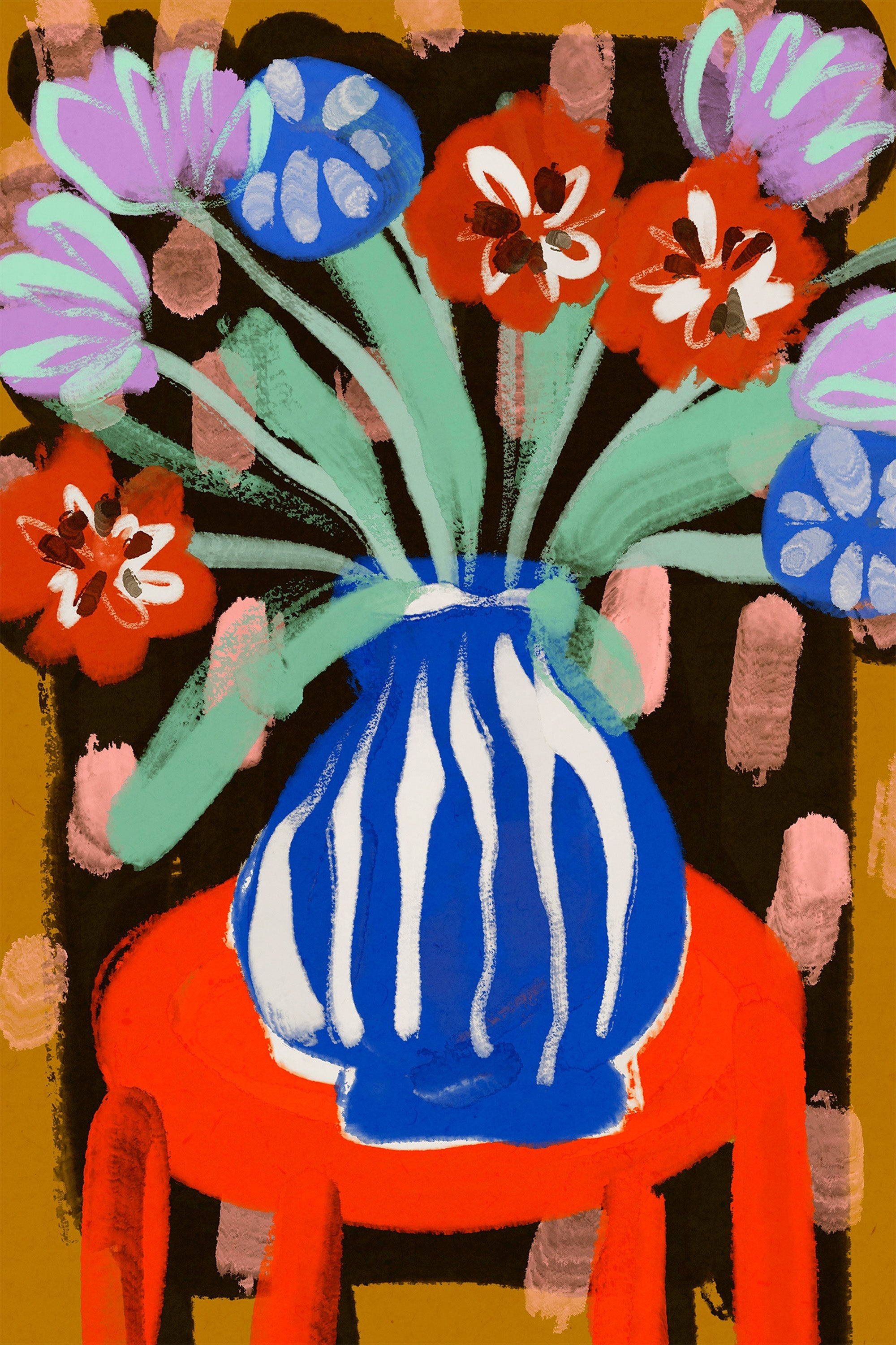 wall-art-print-canvas-poster-framed-Vase of Joyful Blooms-1