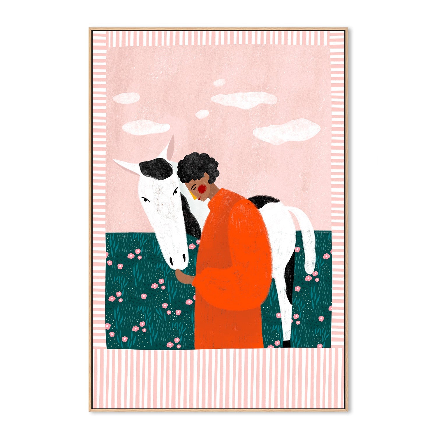 wall-art-print-canvas-poster-framed-Vibrant Girl and Horse-4