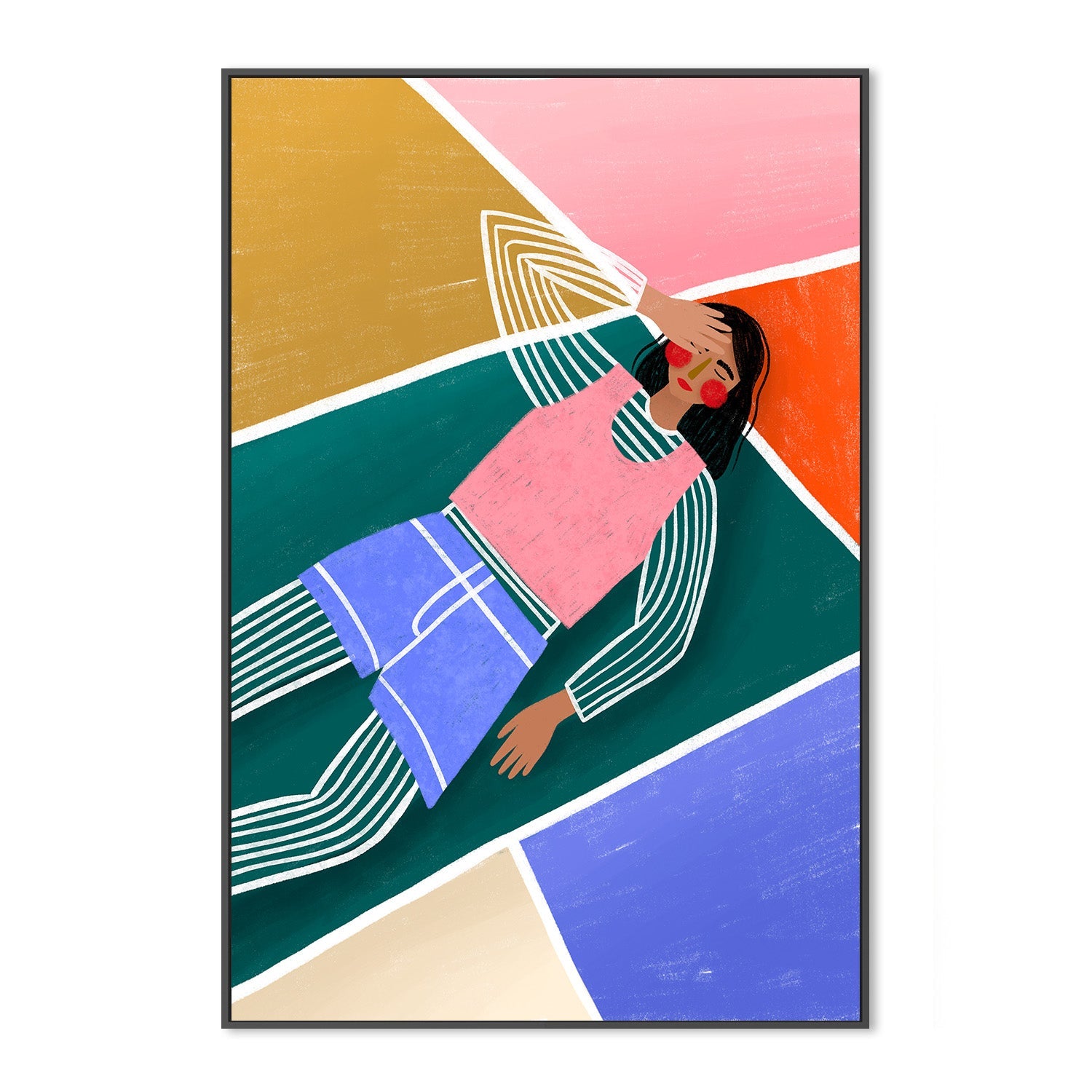 wall-art-print-canvas-poster-framed-Vibrant Lady Resting-3