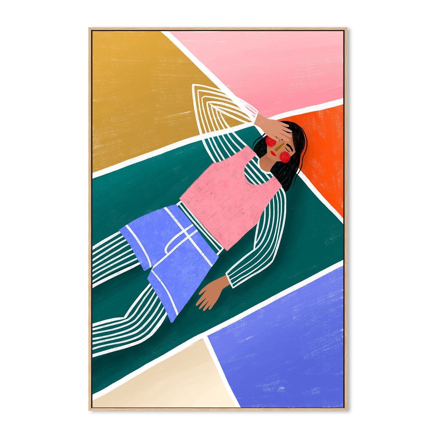 wall-art-print-canvas-poster-framed-Vibrant Lady Resting-4