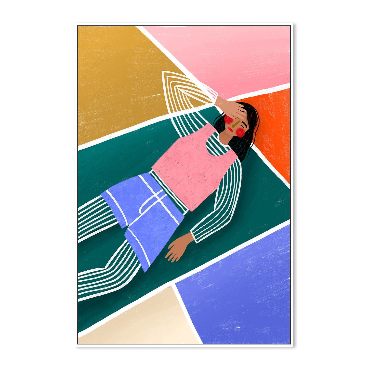 wall-art-print-canvas-poster-framed-Vibrant Lady Resting-5