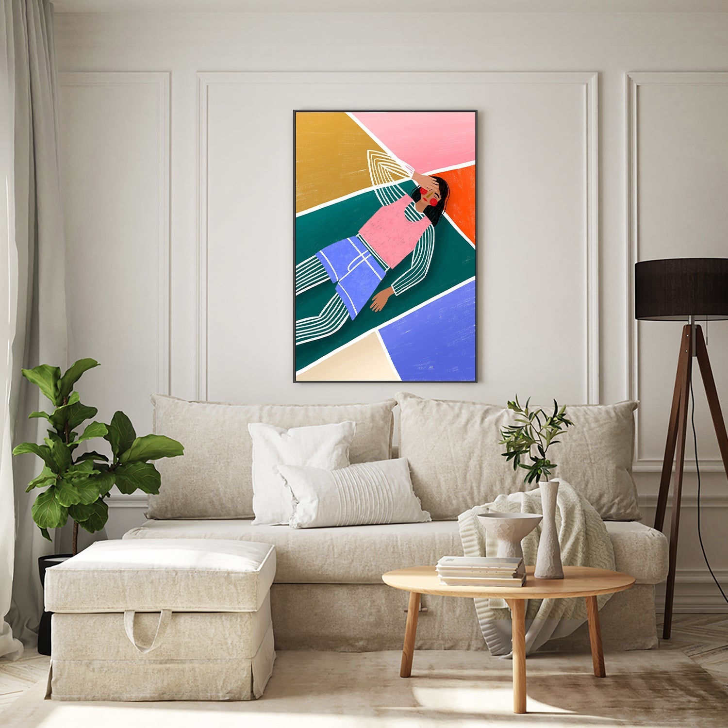 wall-art-print-canvas-poster-framed-Vibrant Lady Resting-7