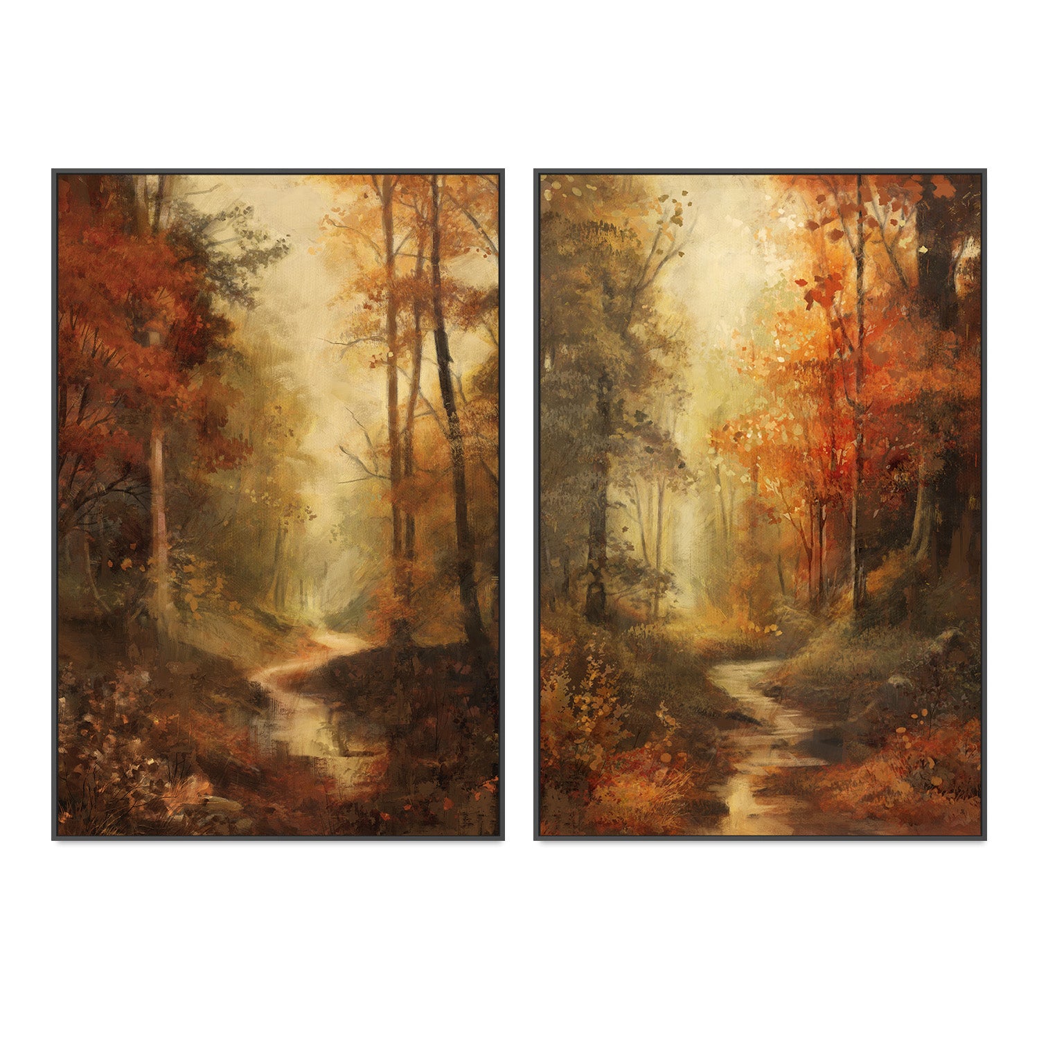 wall-art-print-canvas-poster-framed-Vintage Fall Landscape, Style A & B, Set Of 2 , By Nina Blue-3