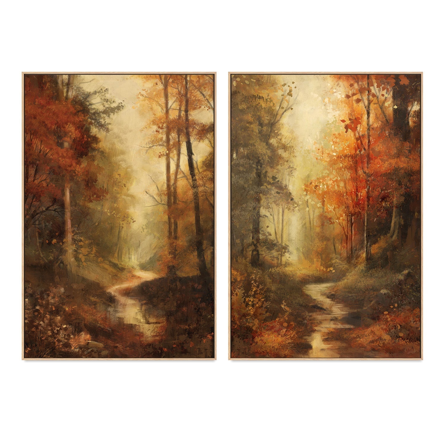 wall-art-print-canvas-poster-framed-Vintage Fall Landscape, Style A & B, Set Of 2 , By Nina Blue-4