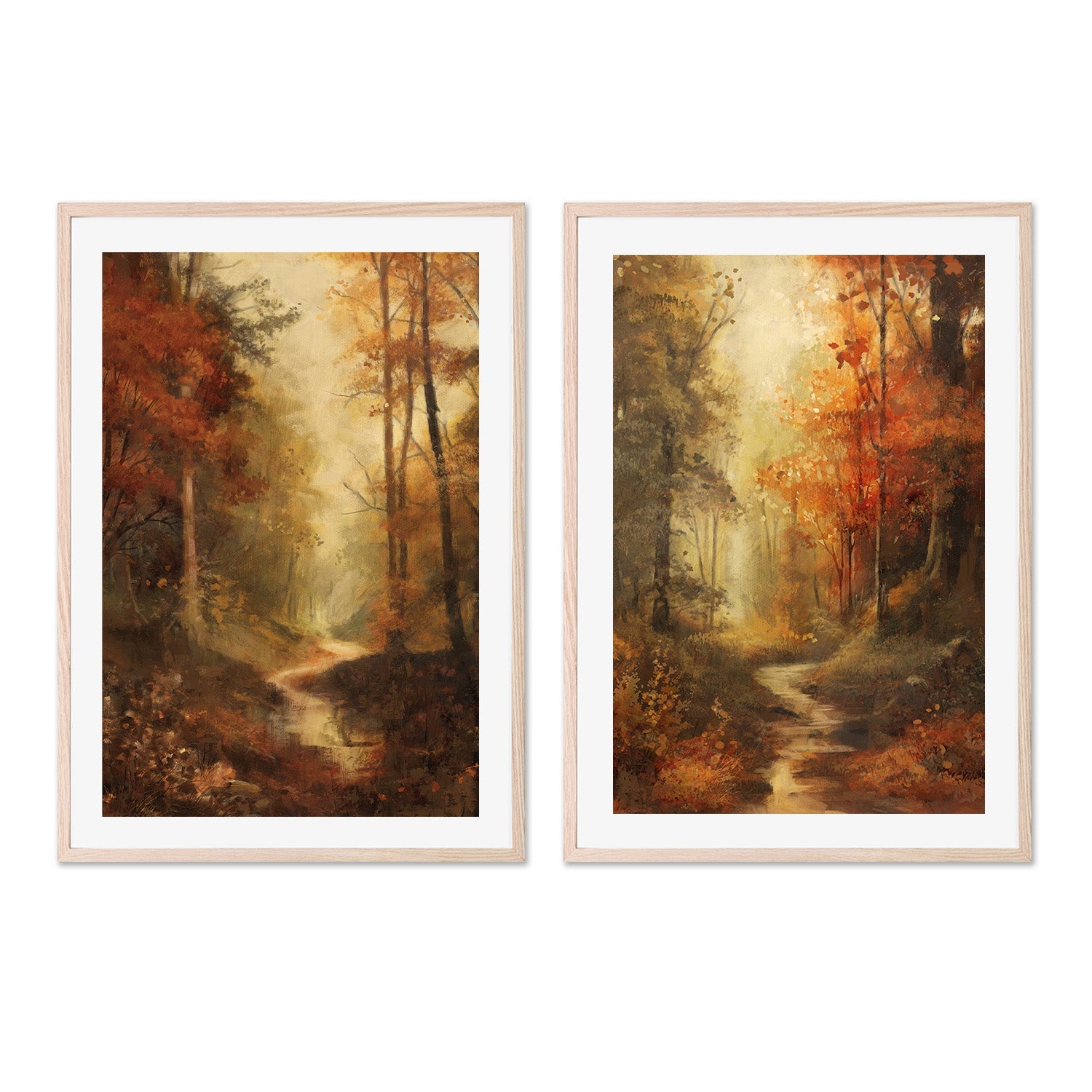 wall-art-print-canvas-poster-framed-Vintage Fall Landscape, Style A & B, Set Of 2 , By Nina Blue-6