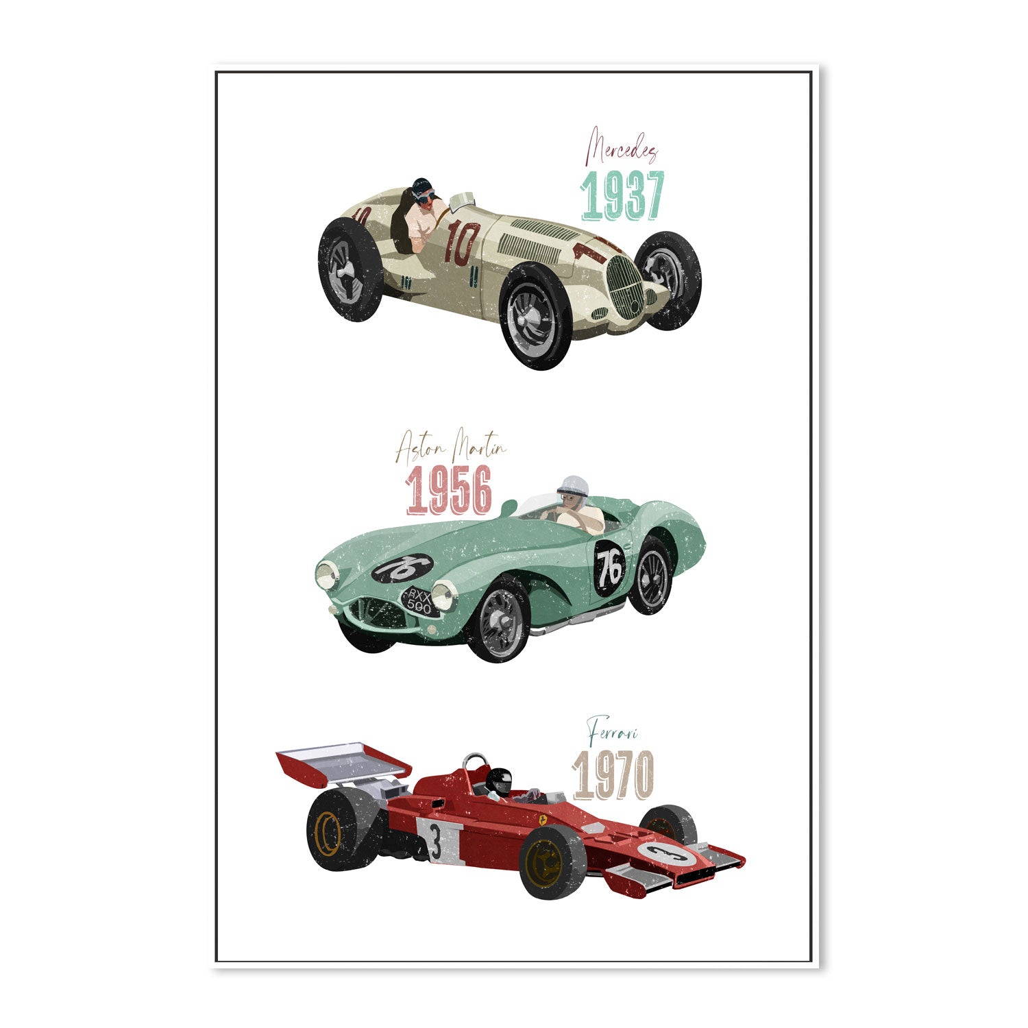 wall-art-print-canvas-poster-framed-Vintage Racecars, By Goed Blauw-GIOIA-WALL-ART