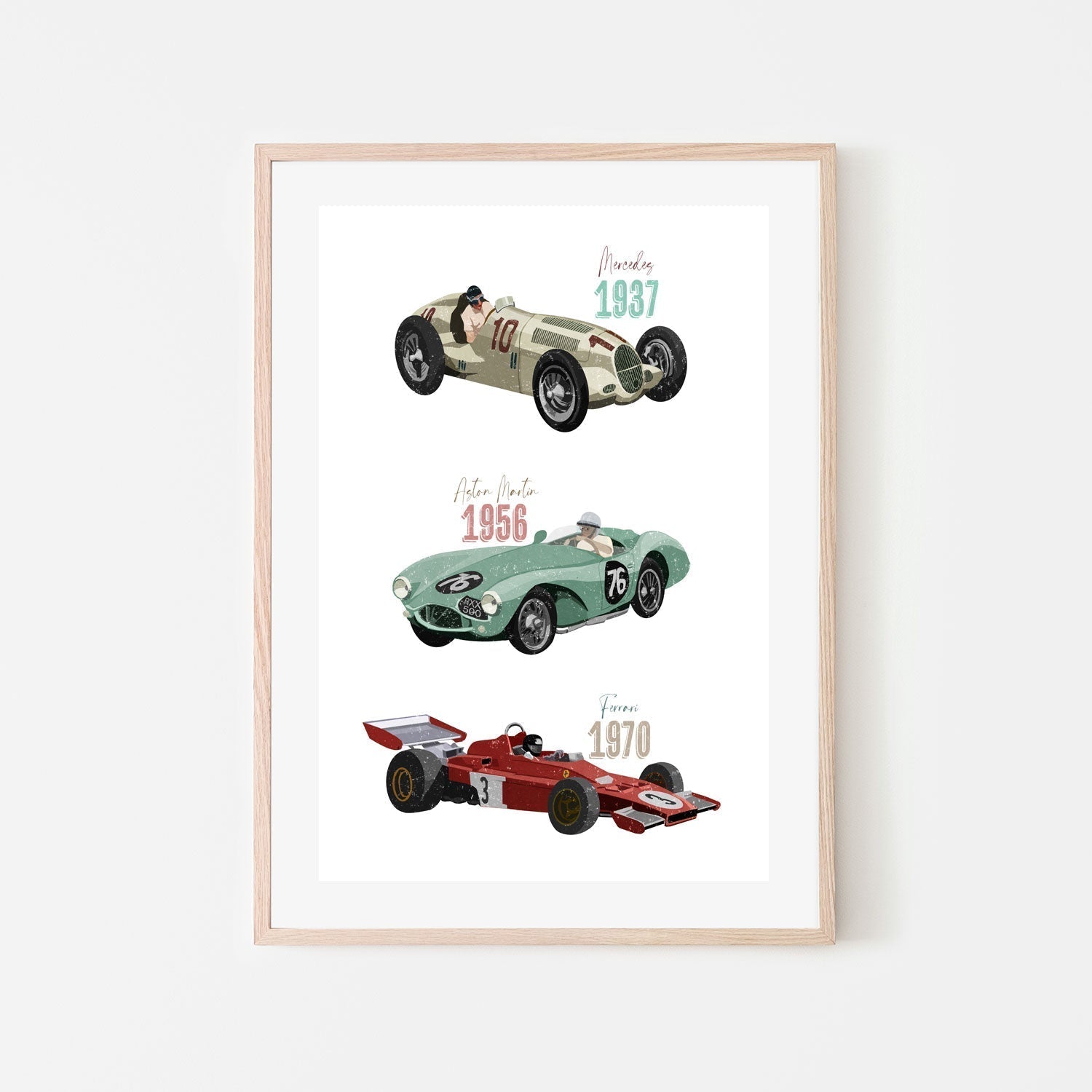 wall-art-print-canvas-poster-framed-Vintage Racecars, By Goed Blauw-GIOIA-WALL-ART