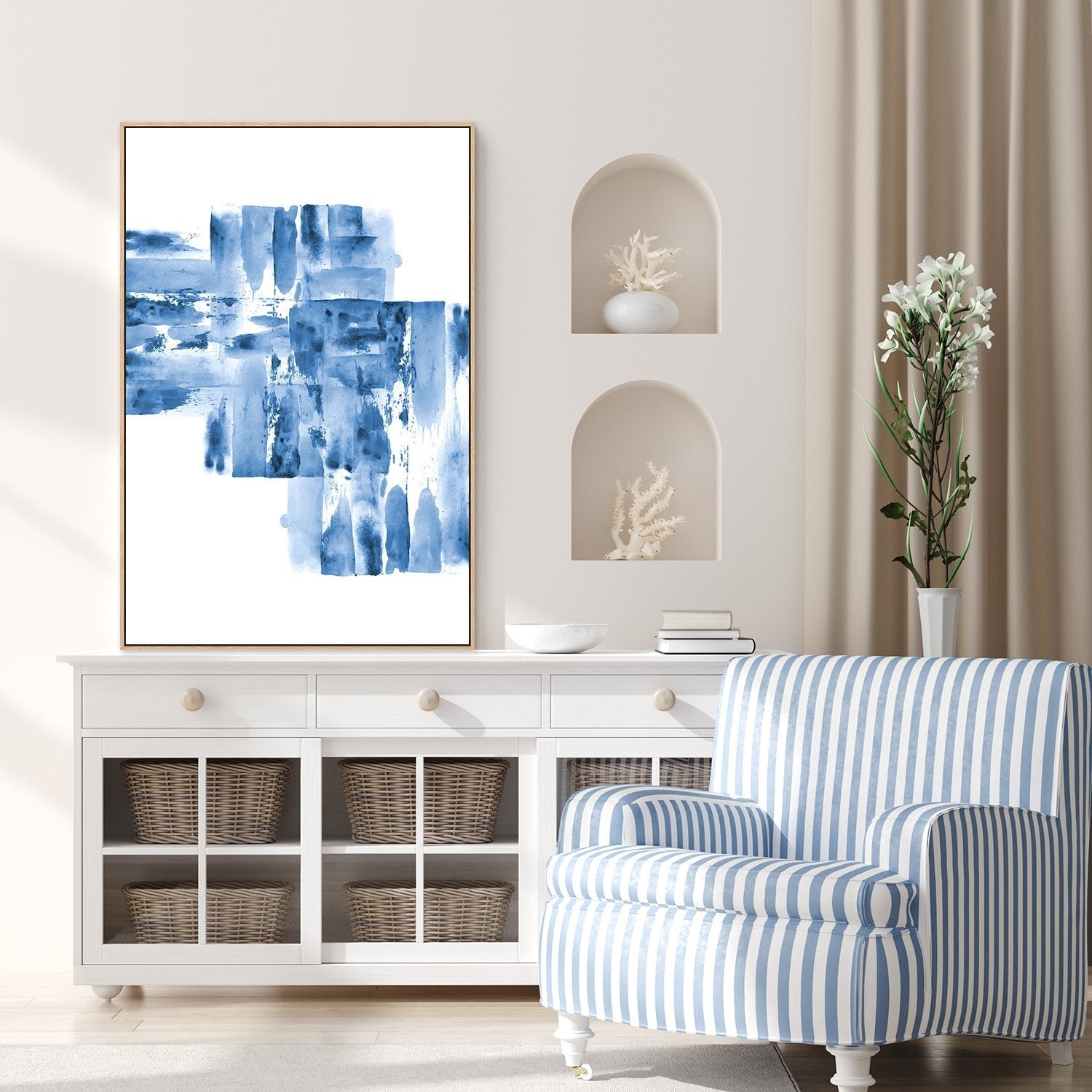 wall-art-print-canvas-poster-framed-Watercolour Blue Grey Blocks-by-Danushka Abeygoda-Gioia Wall Art