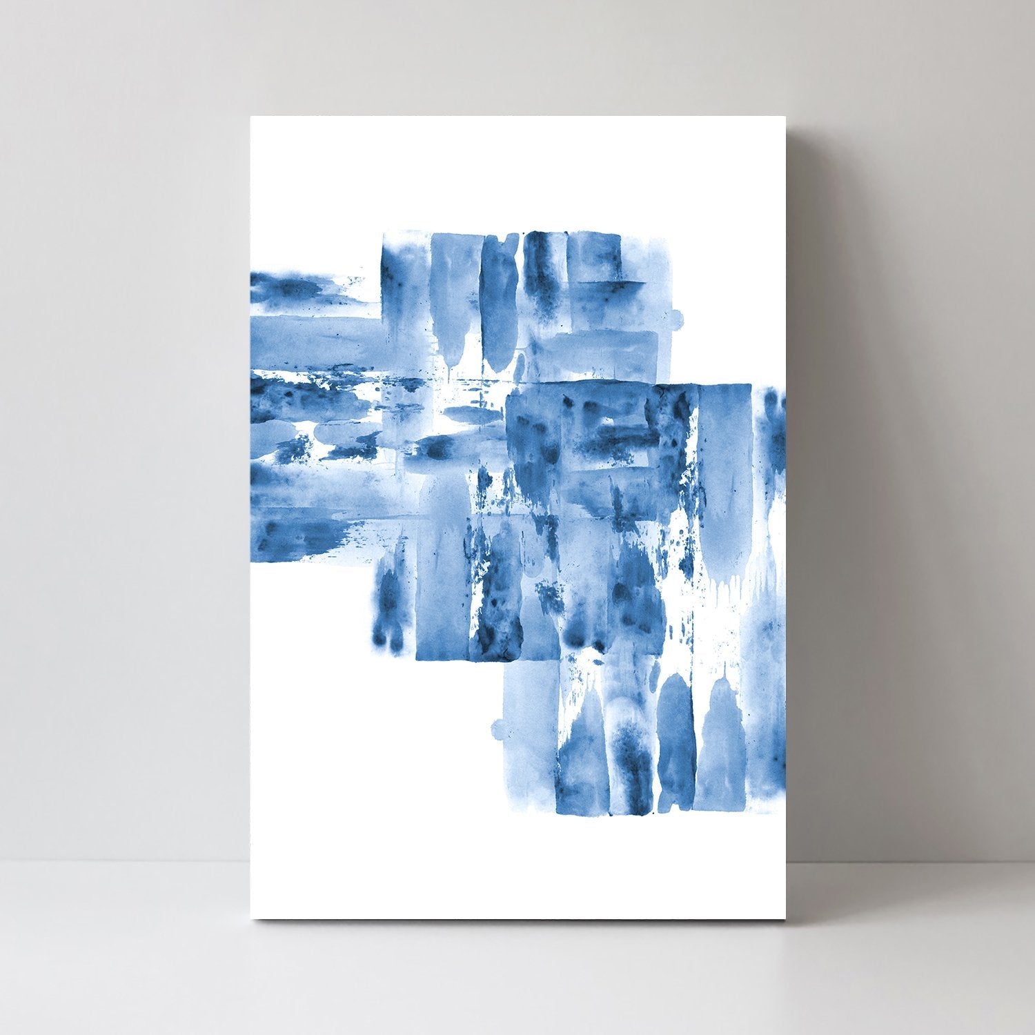 wall-art-print-canvas-poster-framed-Watercolour Blue Grey Blocks-by-Danushka Abeygoda-Gioia Wall Art