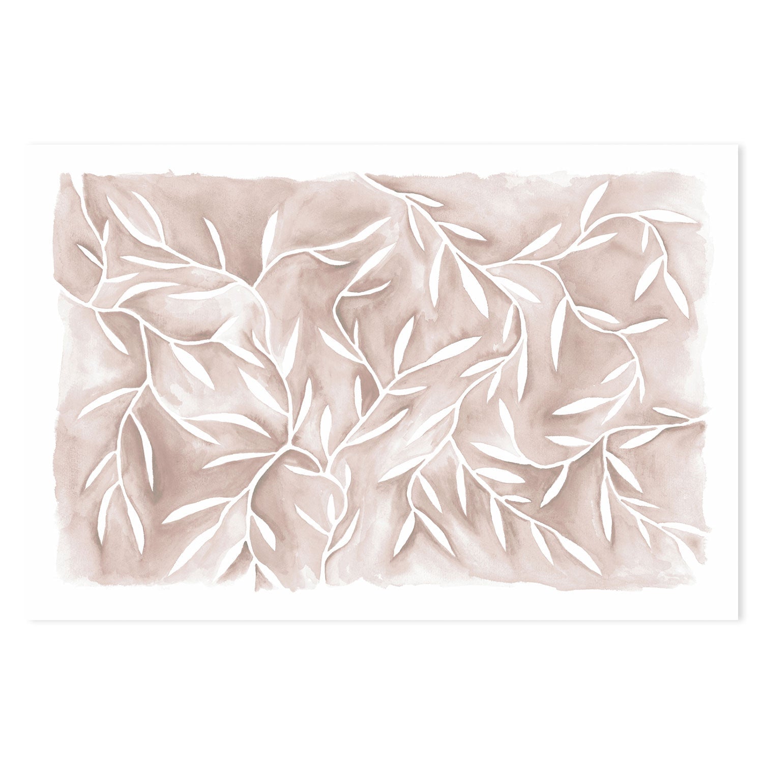 wall-art-print-canvas-poster-framed-Watercolour Leaves Beige-by-Dear Musketeer Studio-Gioia Wall Art