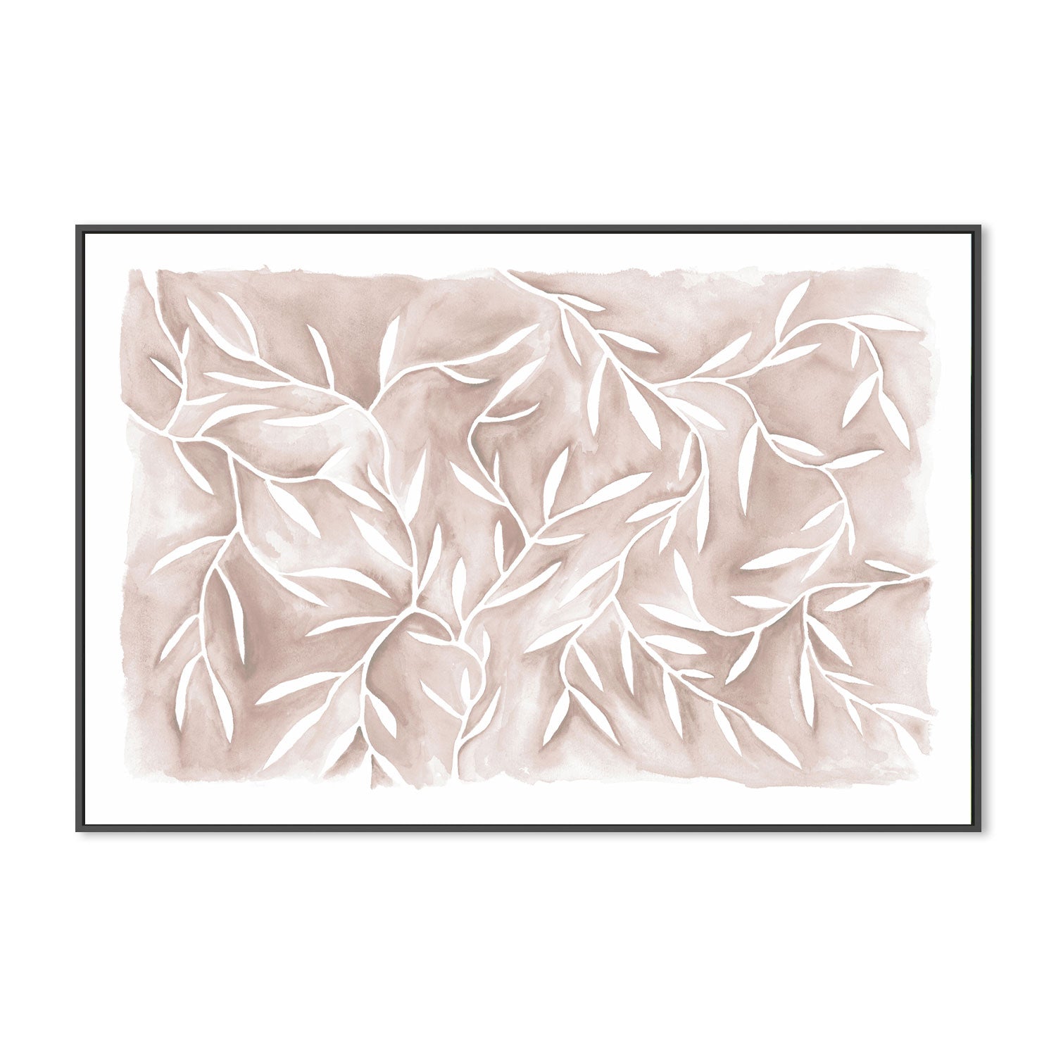 wall-art-print-canvas-poster-framed-Watercolour Leaves Beige-by-Dear Musketeer Studio-Gioia Wall Art