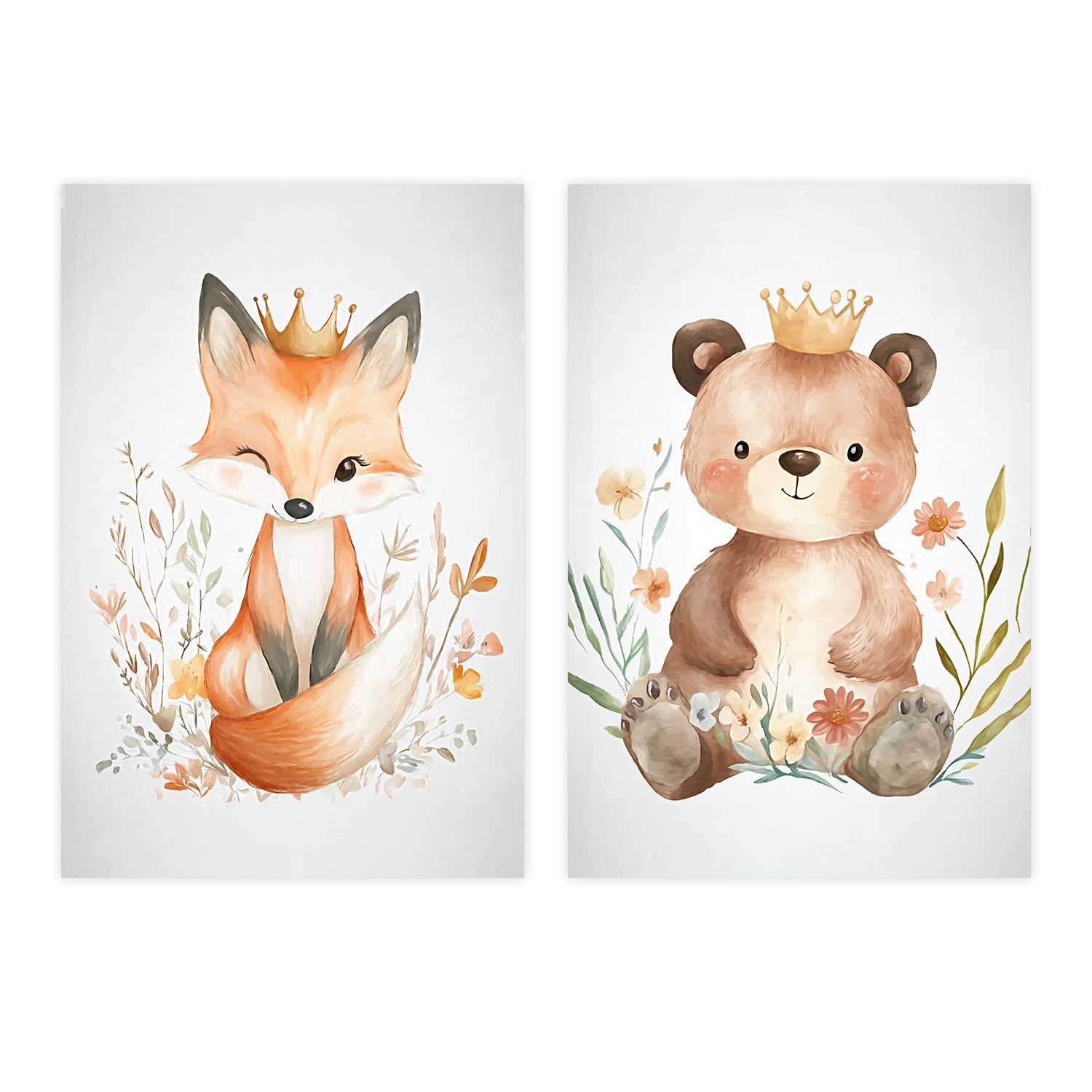 wall-art-print-canvas-poster-framed-Whimsical Baby Animals , Style B & C , Set Of 2 , By Accent Art Studio-1