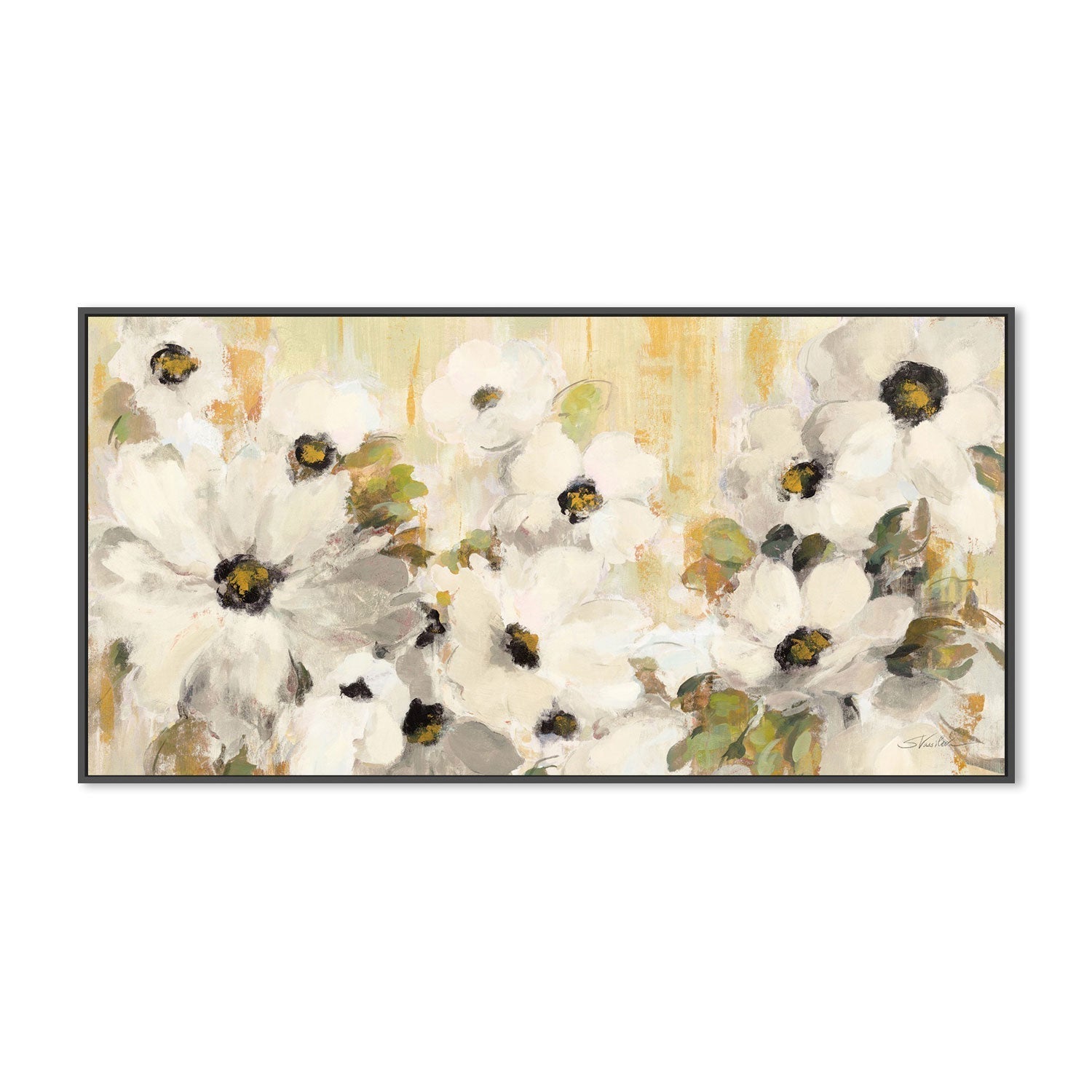 wall-art-print-canvas-poster-framed-White and Green Bloom-by-Silvia Vassileva-Gioia Wall Art