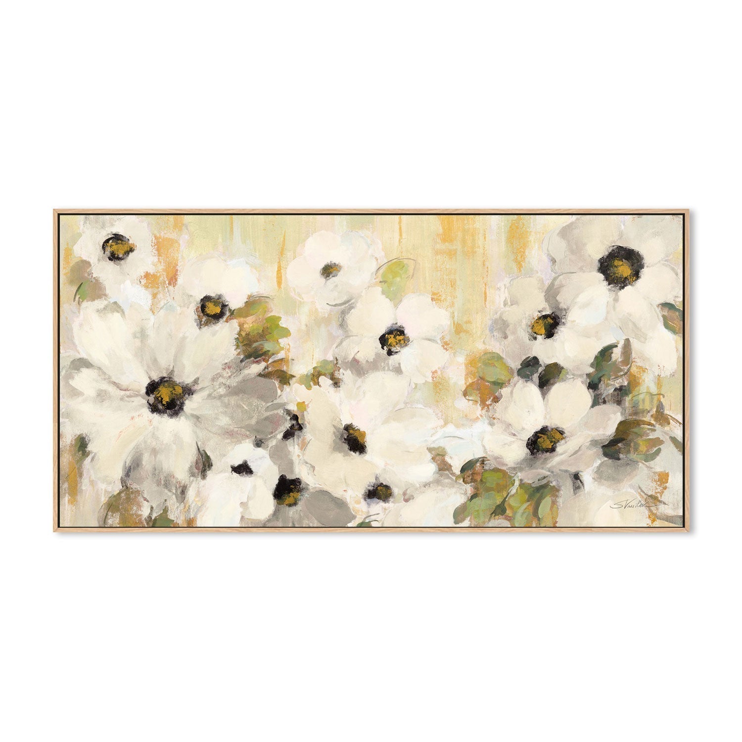 wall-art-print-canvas-poster-framed-White and Green Bloom-by-Silvia Vassileva-Gioia Wall Art