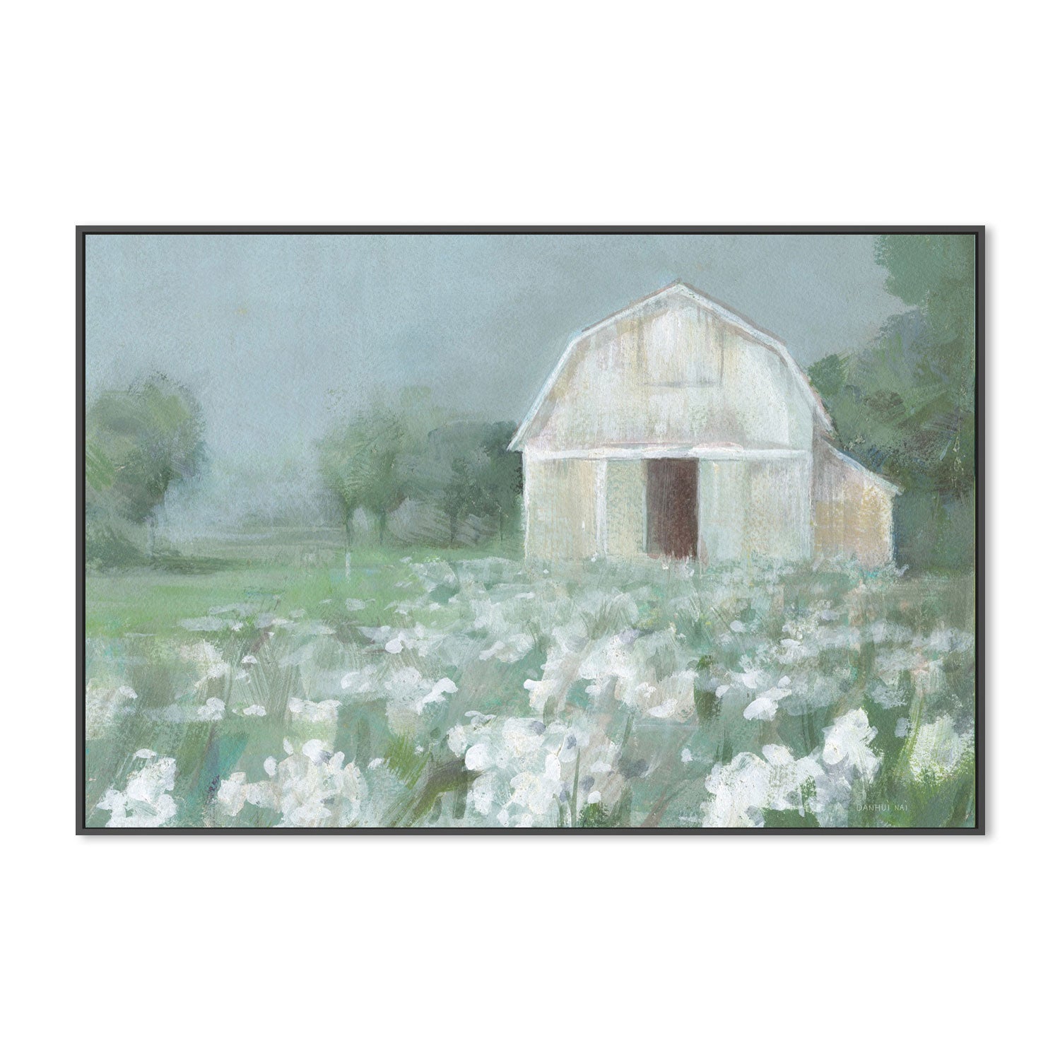 wall-art-print-canvas-poster-framed-White Barn Meadow-by-Danhui Nai-Gioia Wall Art