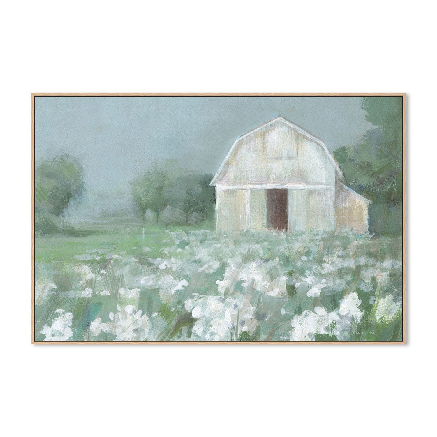 wall-art-print-canvas-poster-framed-White Barn Meadow-by-Danhui Nai-Gioia Wall Art