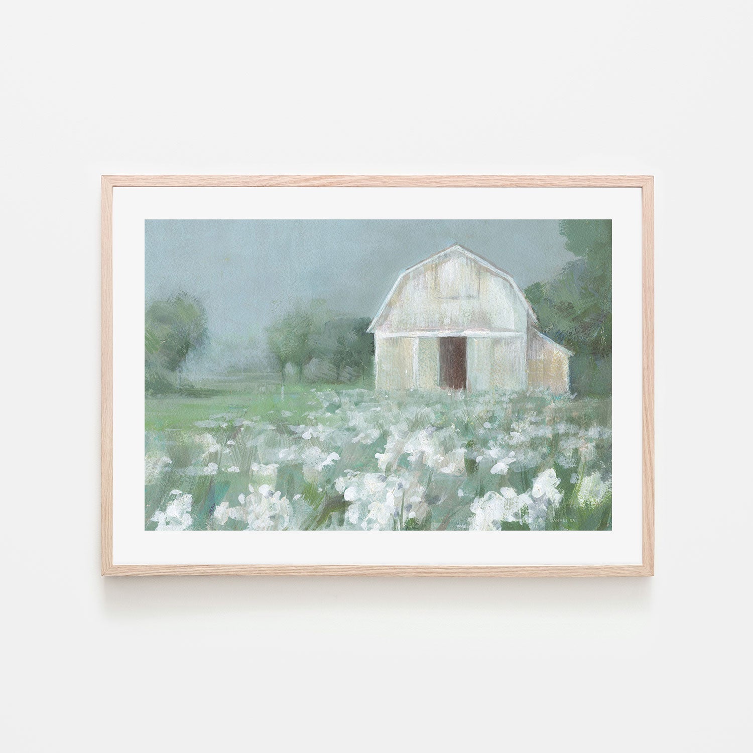 wall-art-print-canvas-poster-framed-White Barn Meadow-by-Danhui Nai-Gioia Wall Art