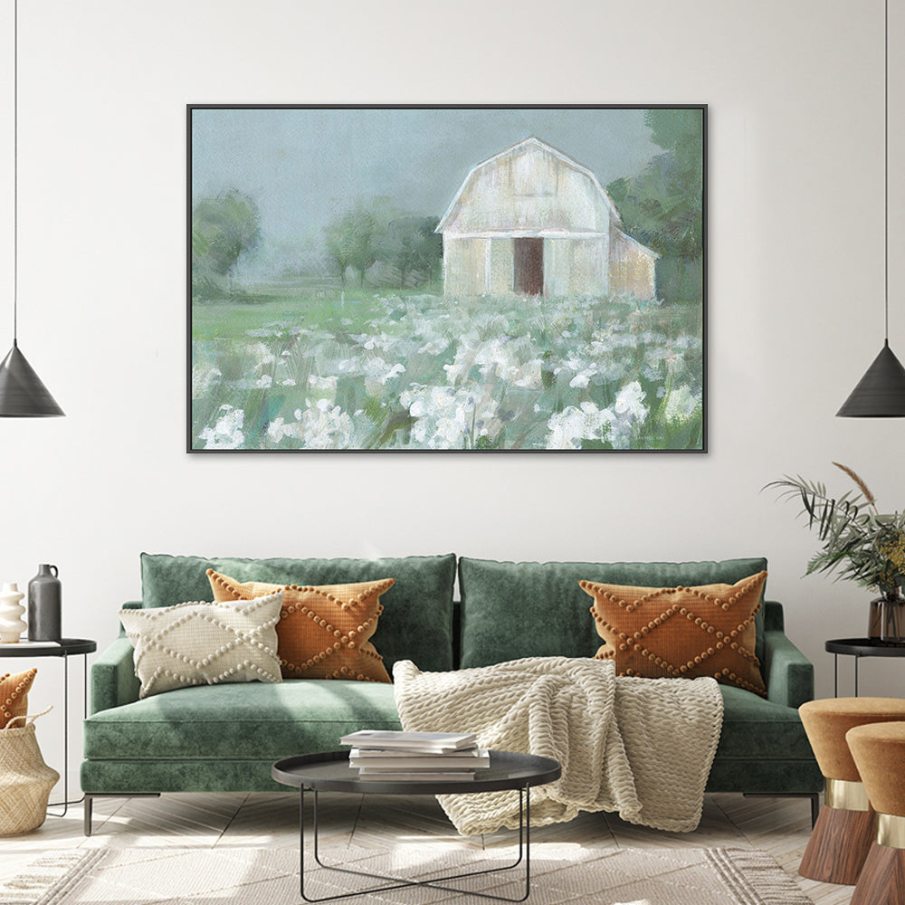 wall-art-print-canvas-poster-framed-White Barn Meadow-by-Danhui Nai-Gioia Wall Art