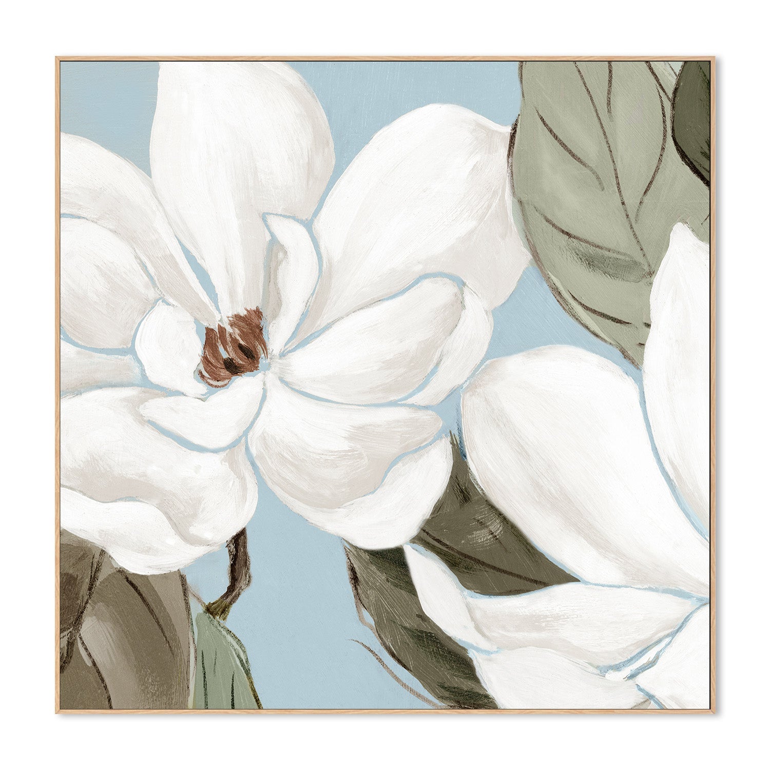 wall-art-print-canvas-poster-framed-White Blooms Against Soft Blue-4