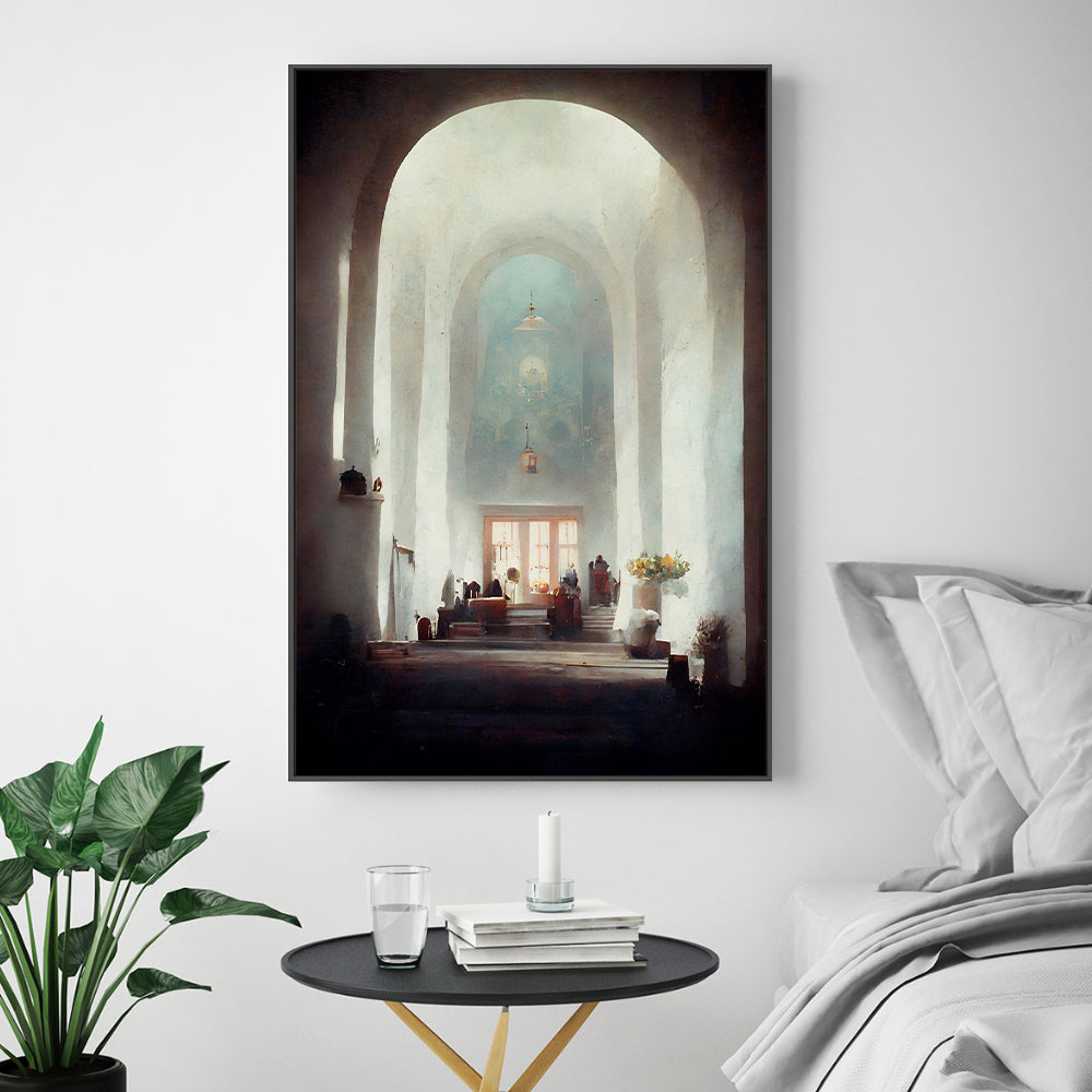 wall-art-print-canvas-poster-framed-White Church , By Treechild-GIOIA-WALL-ART